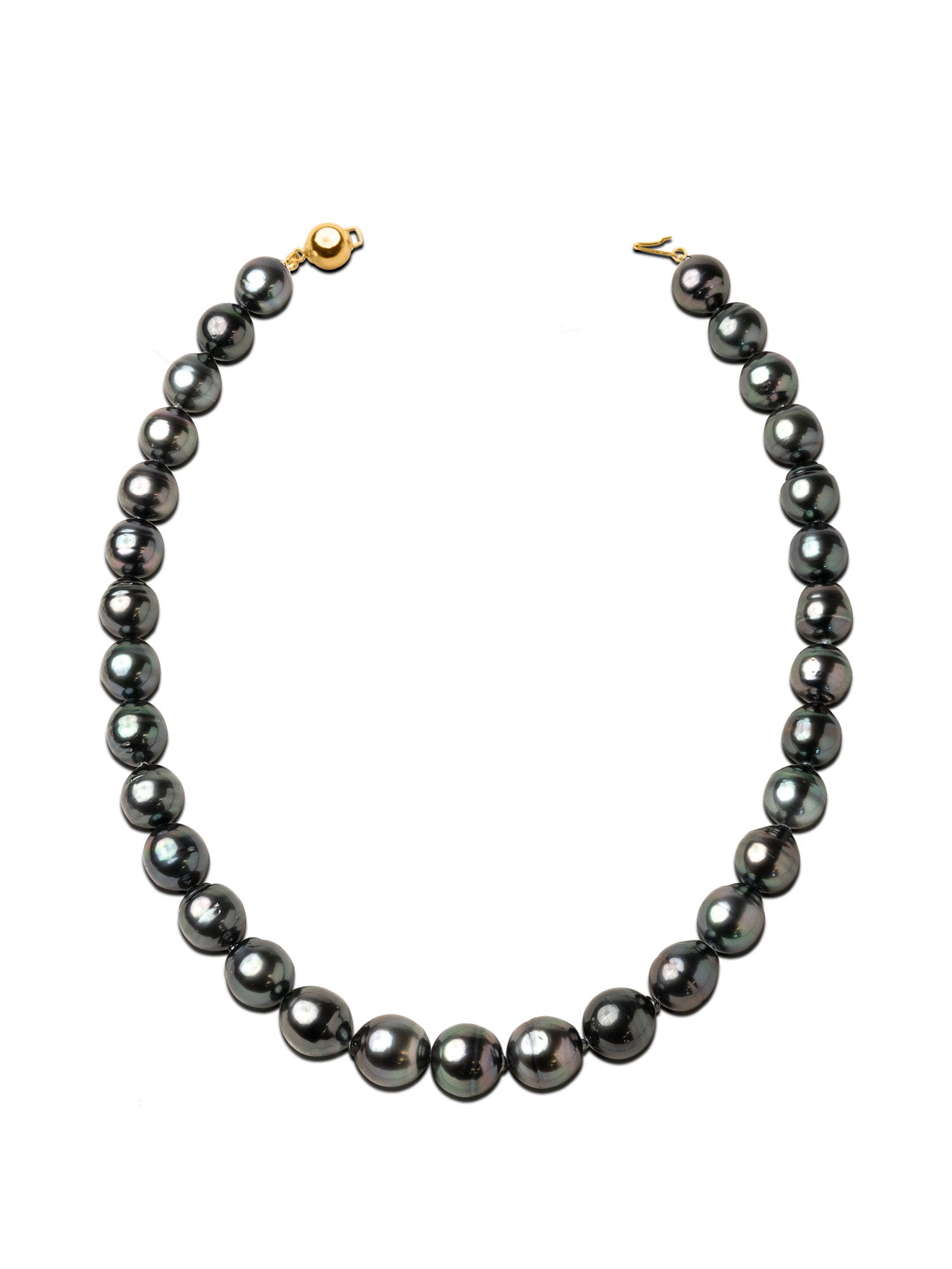 Collar de perlas cultivadas Tahití negras barrocas de 12-13 mm