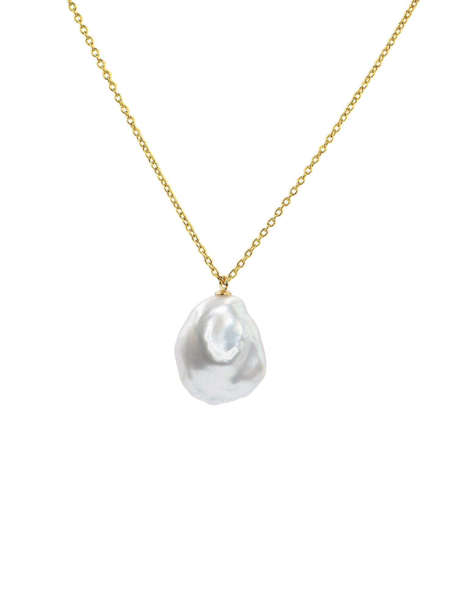 Keshi Freshwater Cultured Pearl Pendant 14-16 mm and 18K Gold S
