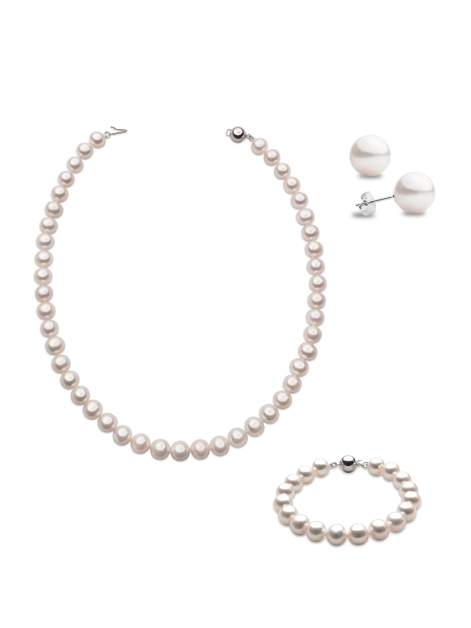 Set collar pulsera pendientes Perlas Cultivadas Agua Dulce Redondas Secret & You