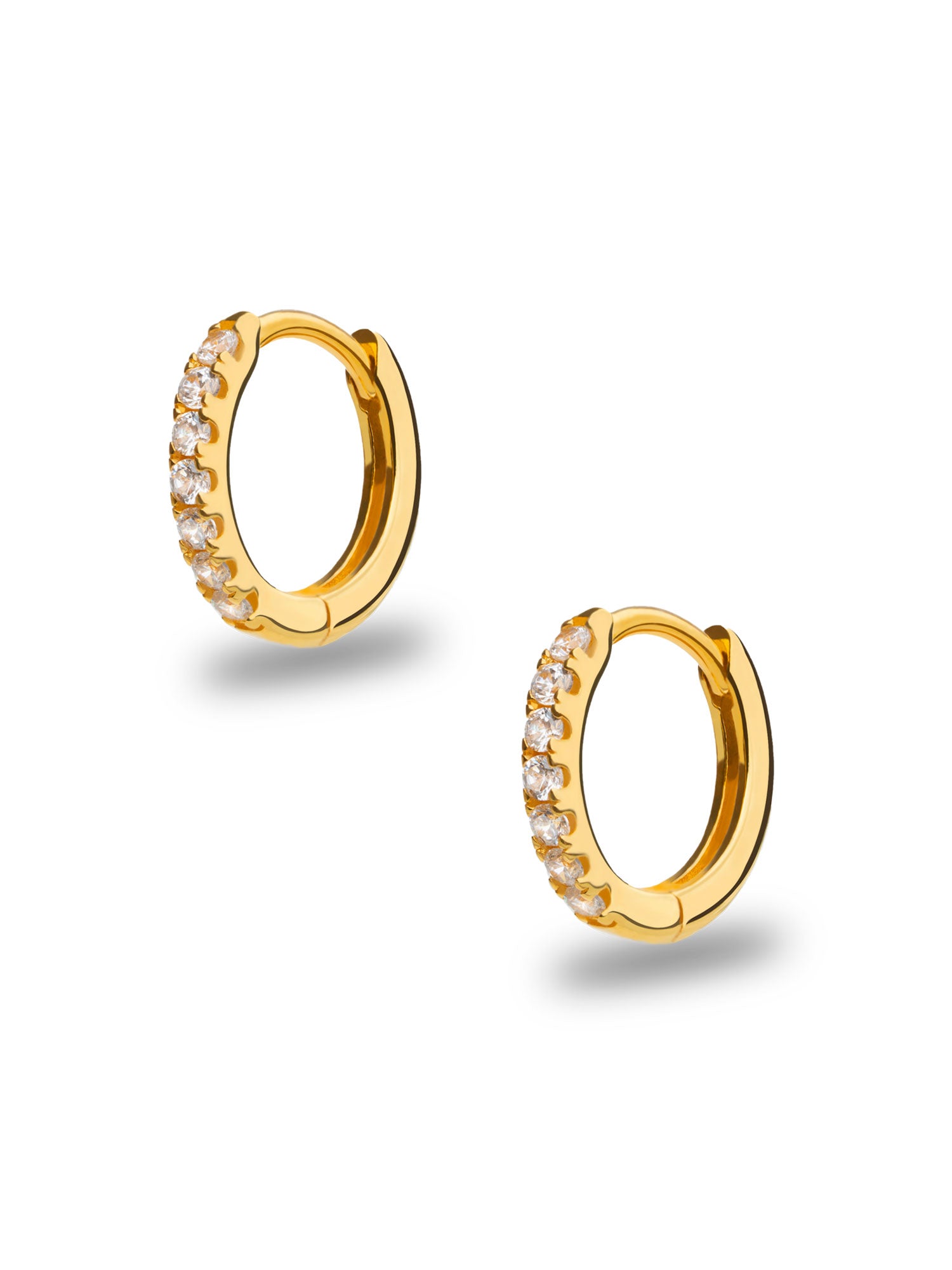 18k Gold Hoop Earrings with Diamonds 12 mm