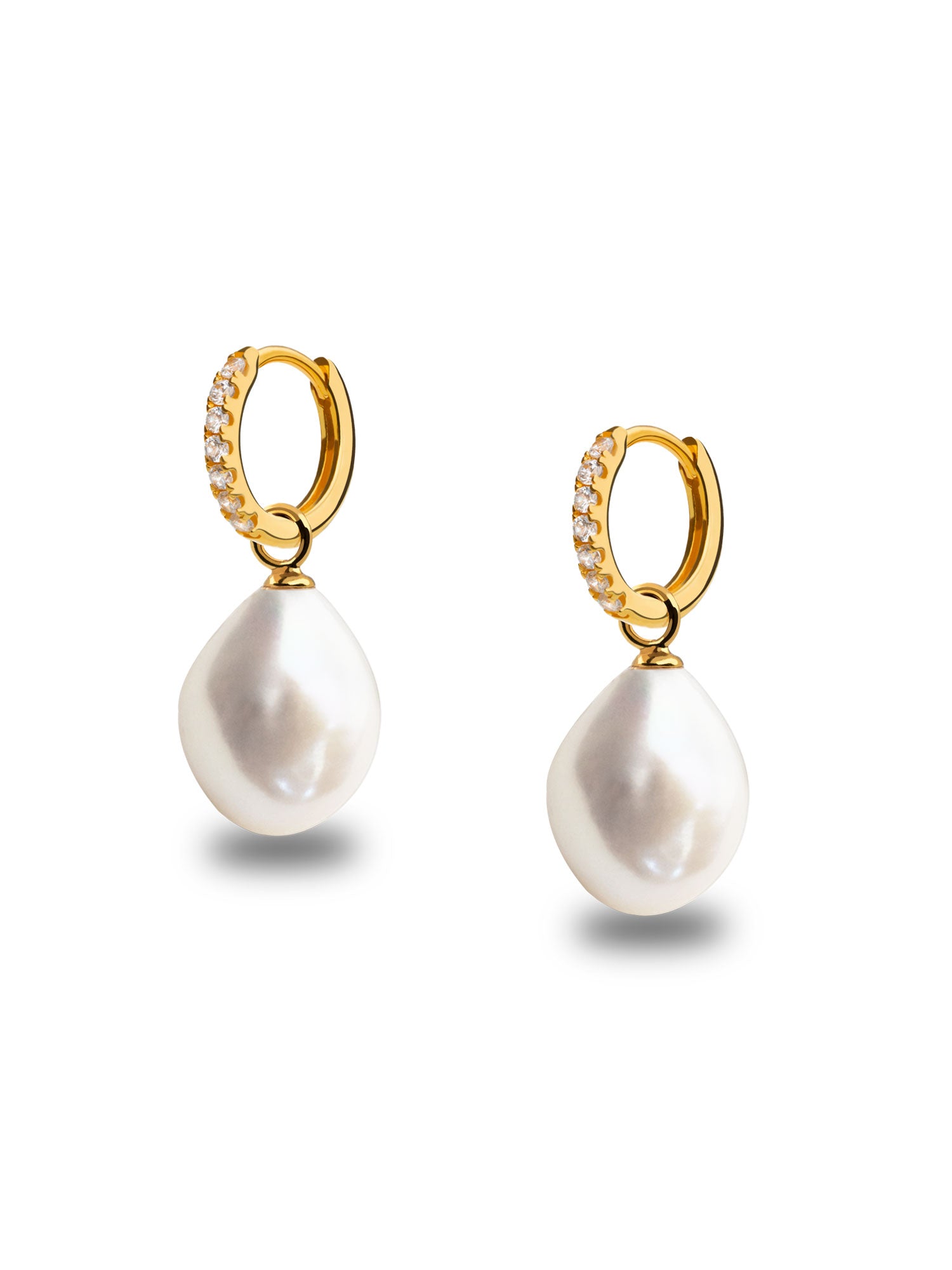 Aros de oro vermeil con circonitas y perla barroca 12mm