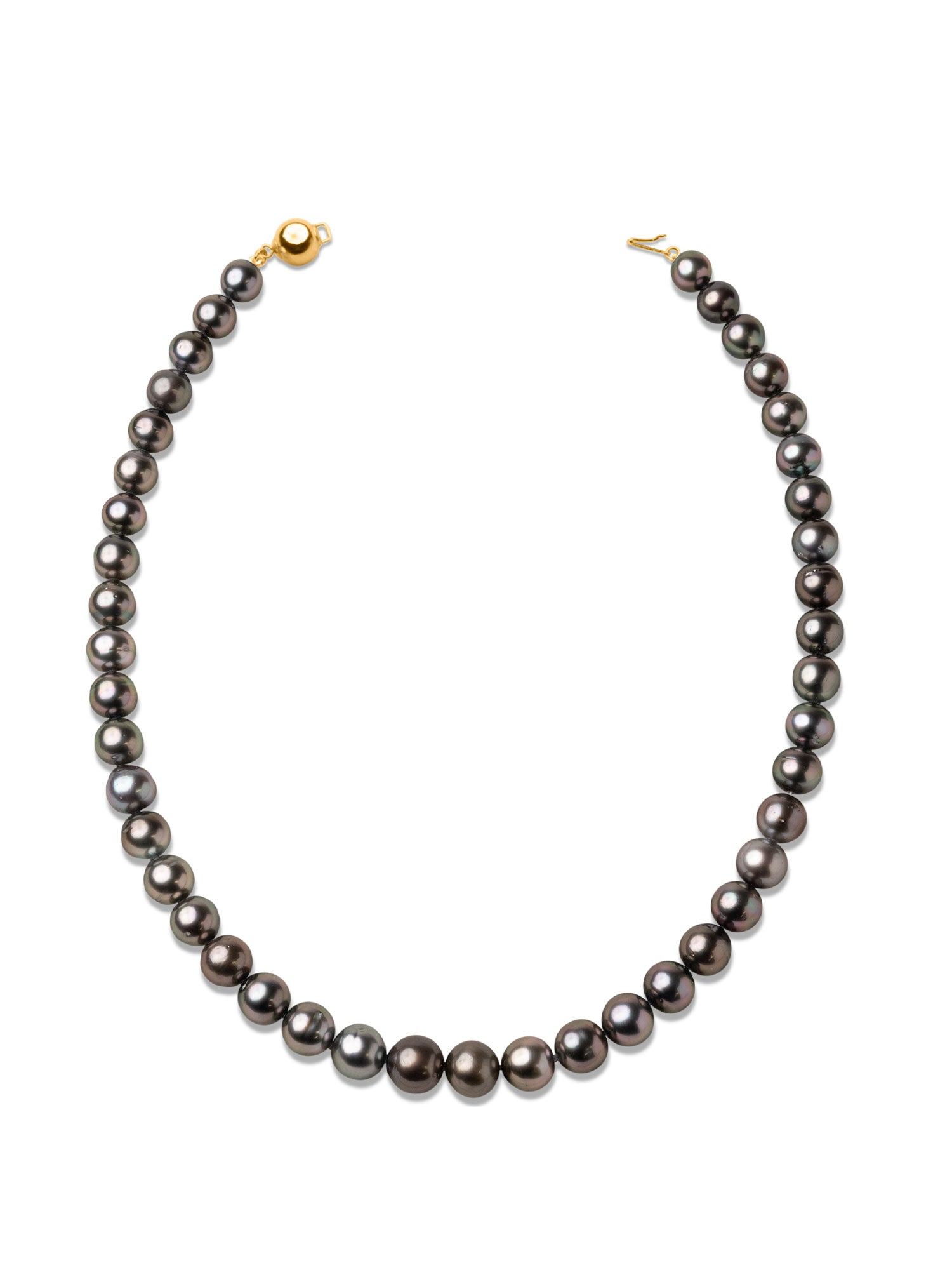 Collar de perlas cultivadas naturales Tahití redondas de 8 a 11 mm de color chocolate