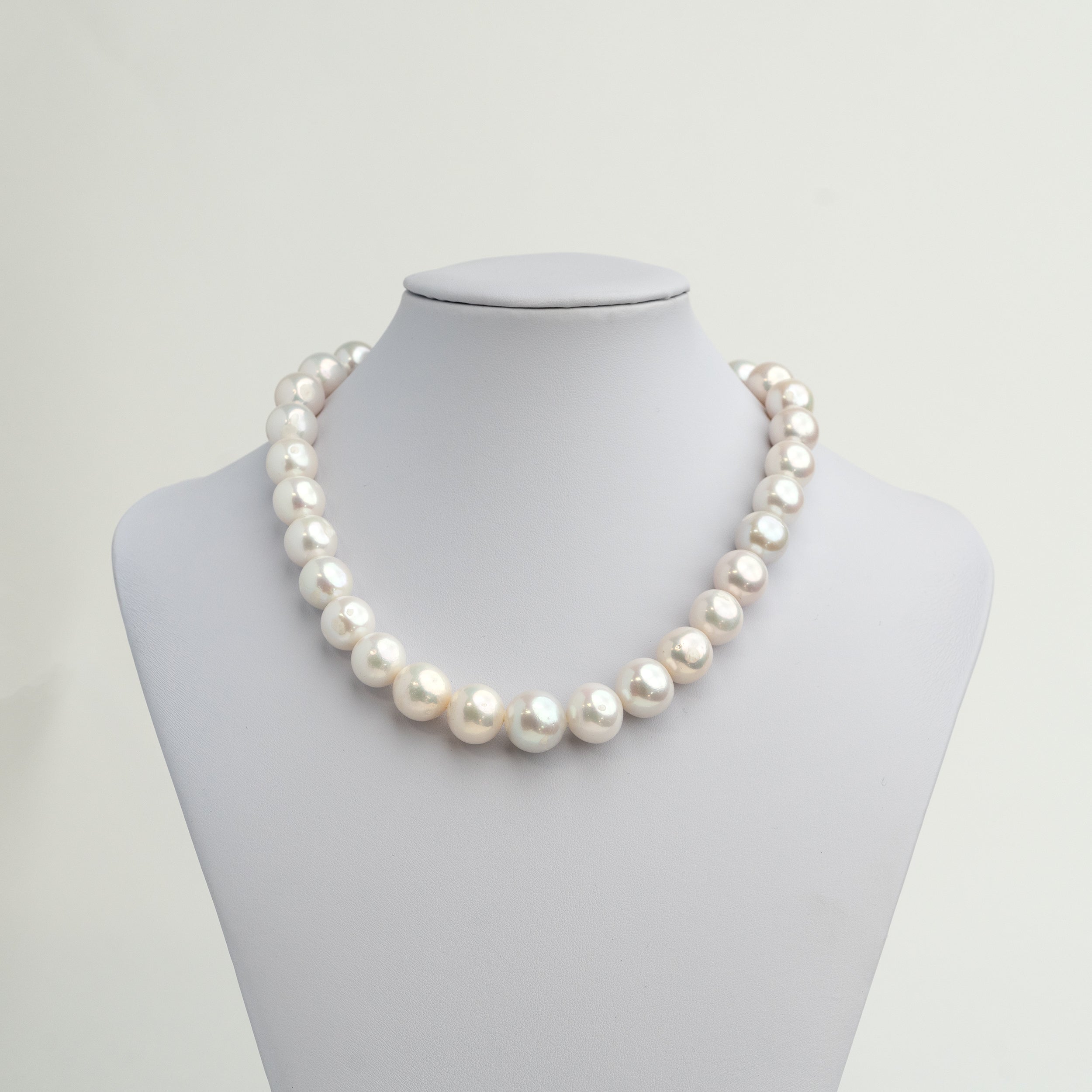 Collar de Perlas Cultivadas de Agua Dulce Edison Semi - Redondas Grandes 12-14 AAA