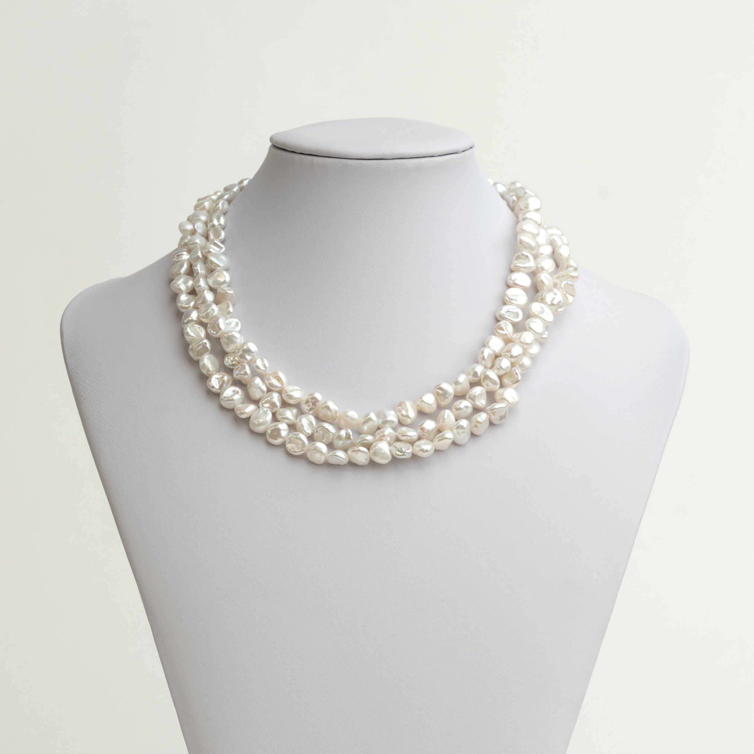 Collar de Perlas Cultivadas de Agua Dulce Barrocas Keshi de 7-9 mm, 120 cm de largo