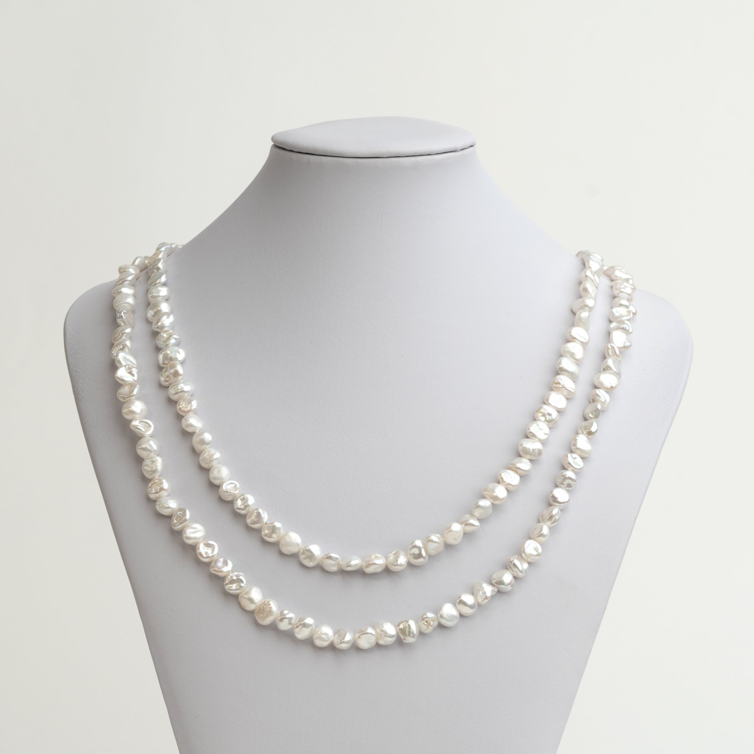 Collar de Perlas Cultivadas de Agua Dulce Barrocas Keshi de 7-9 mm, 120 cm de largo
