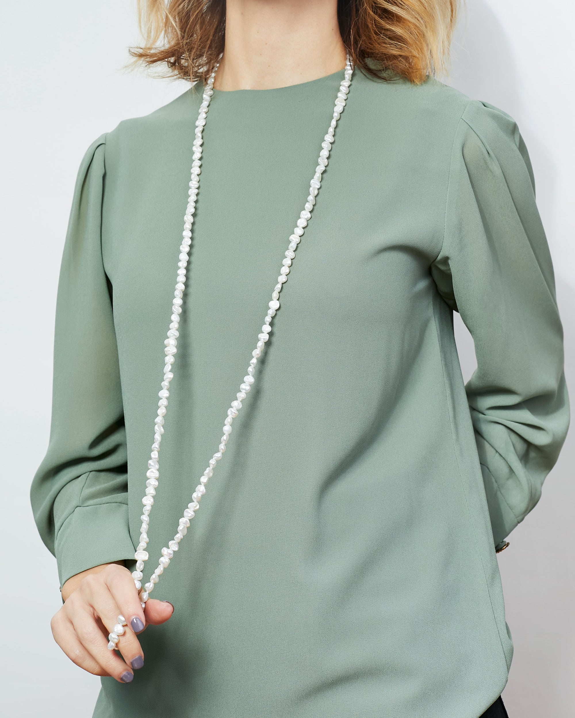 Collar de Perlas Cultivadas de Agua Dulce Barrocas Keshi de 7-9 mm, 120 cm de largo Secret & You