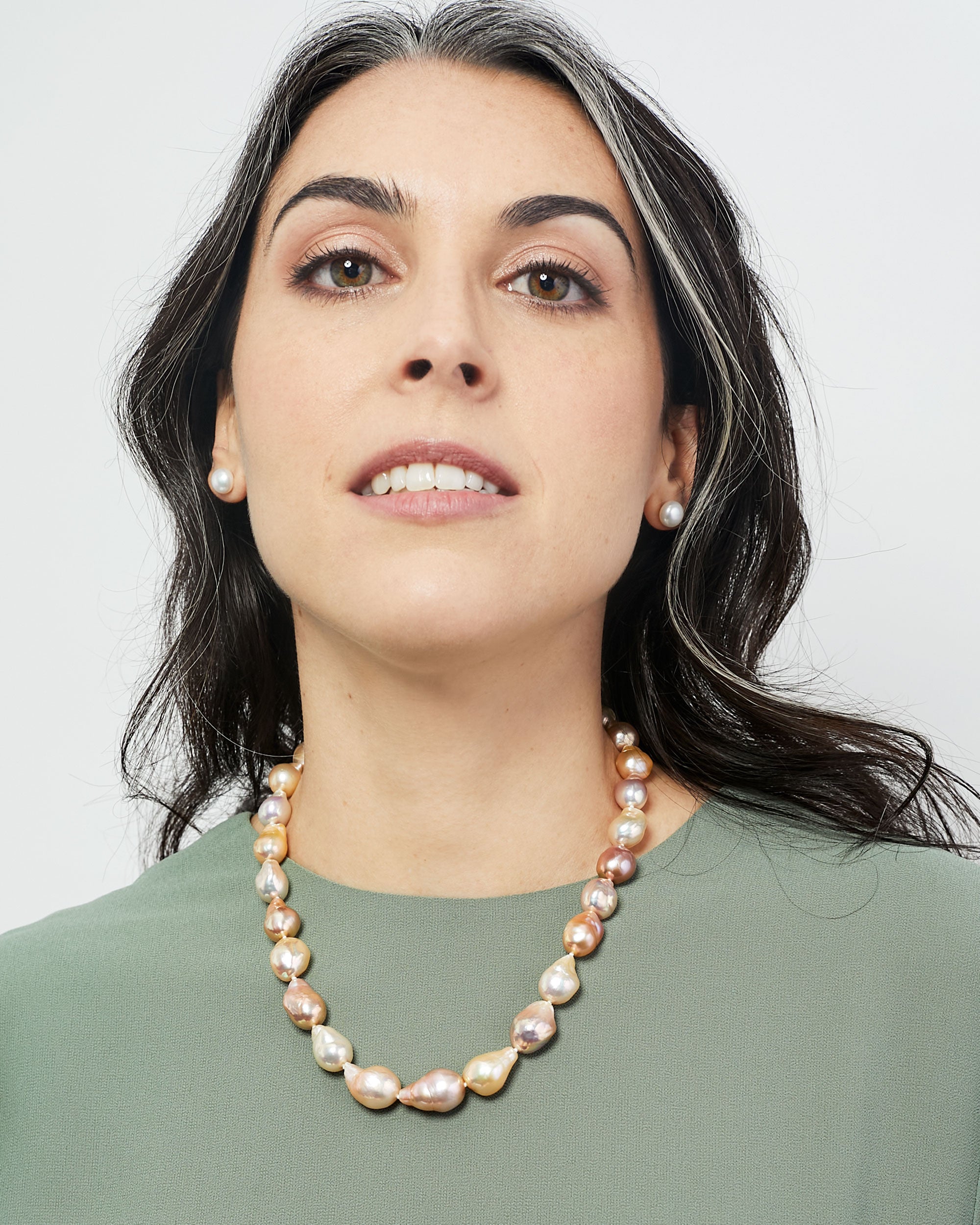 Collar de Perlas de Agua Dulce Barrocas Multicolor Natural, 11-13 mm y 45 cm largo