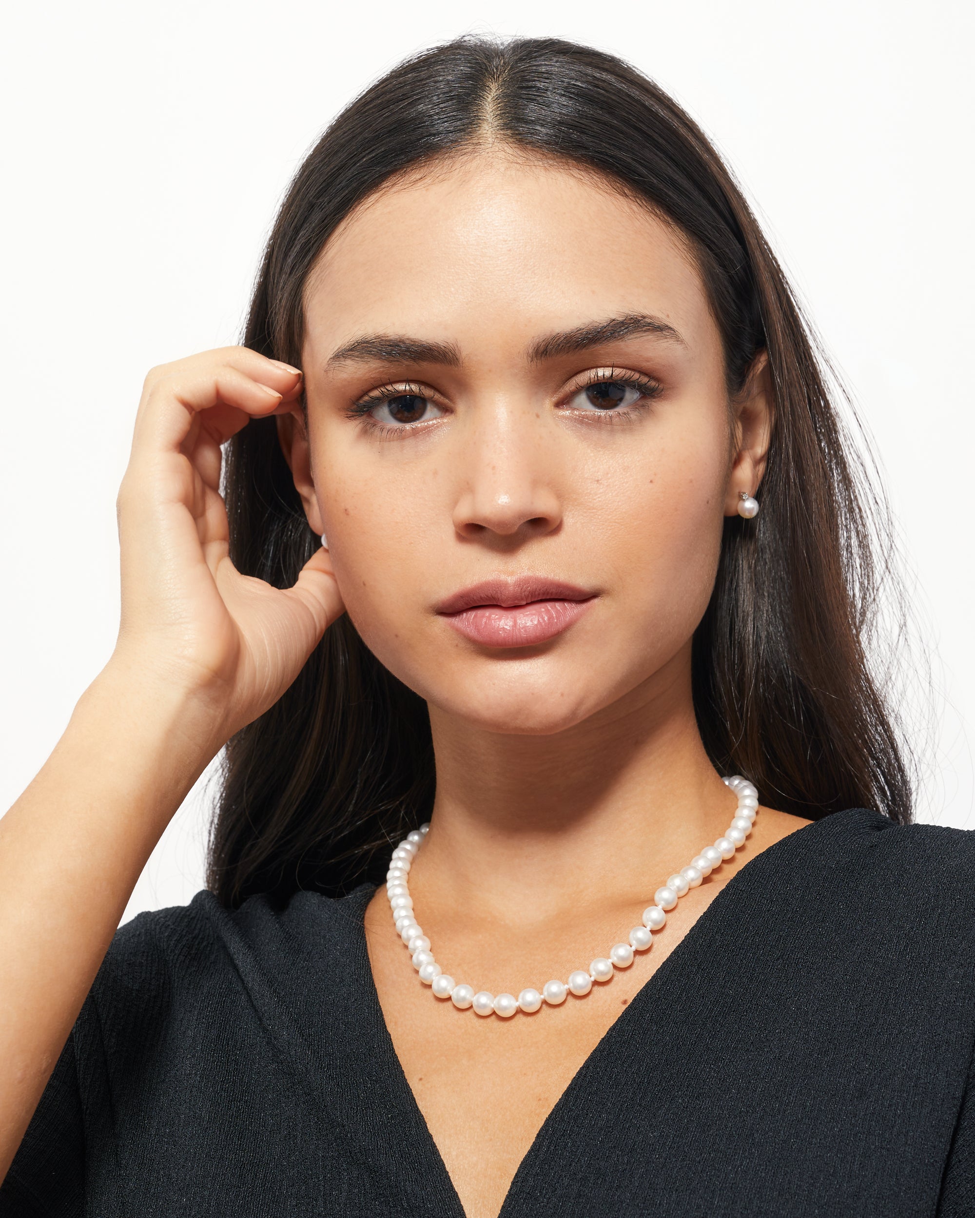 Collar de Perlas Cultivadas de Agua Dulce Redondas de 5,5-6,0 mm 42 cm de largo | Plata de ley