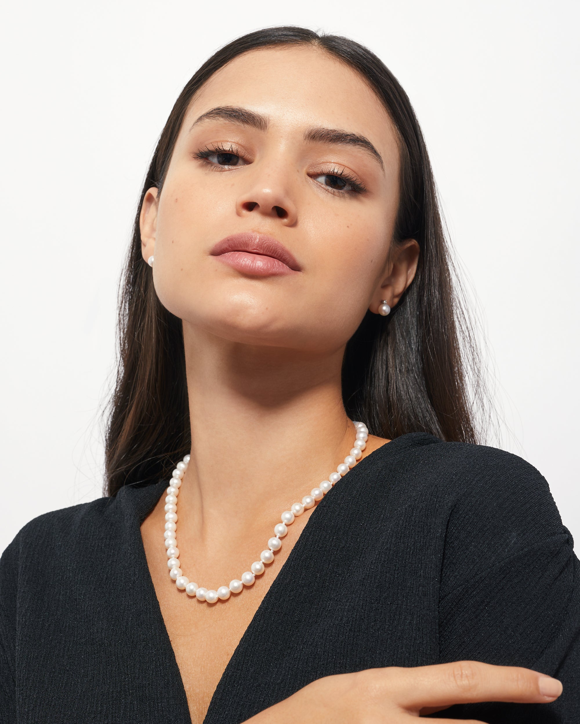 Collar de Perlas Cultivadas de Agua Dulce Redondas de 5,5-6,0 mm 42 cm de largo | Plata de ley