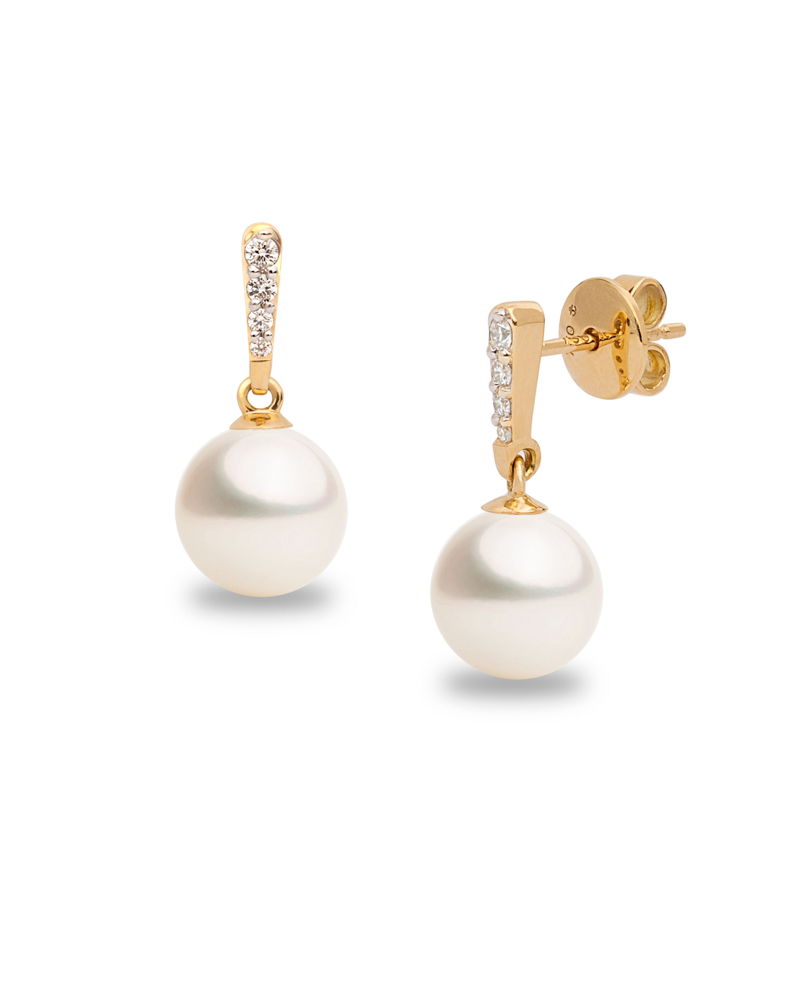 Pendientes Alyssa con Perlas Agua dulce y Diamantes en Oro | 8- 8,5 mm