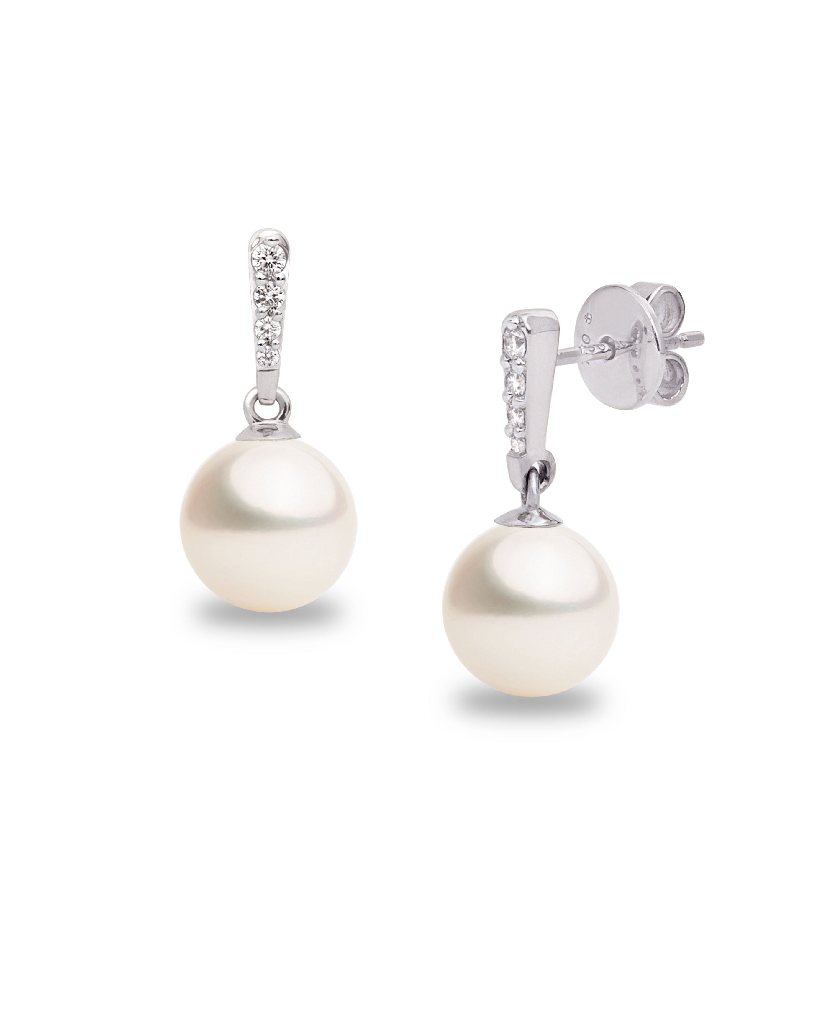Pendientes Alyssa con Perlas Agua dulce y Diamantes en Oro Blanco | 8 - 8,5 mm