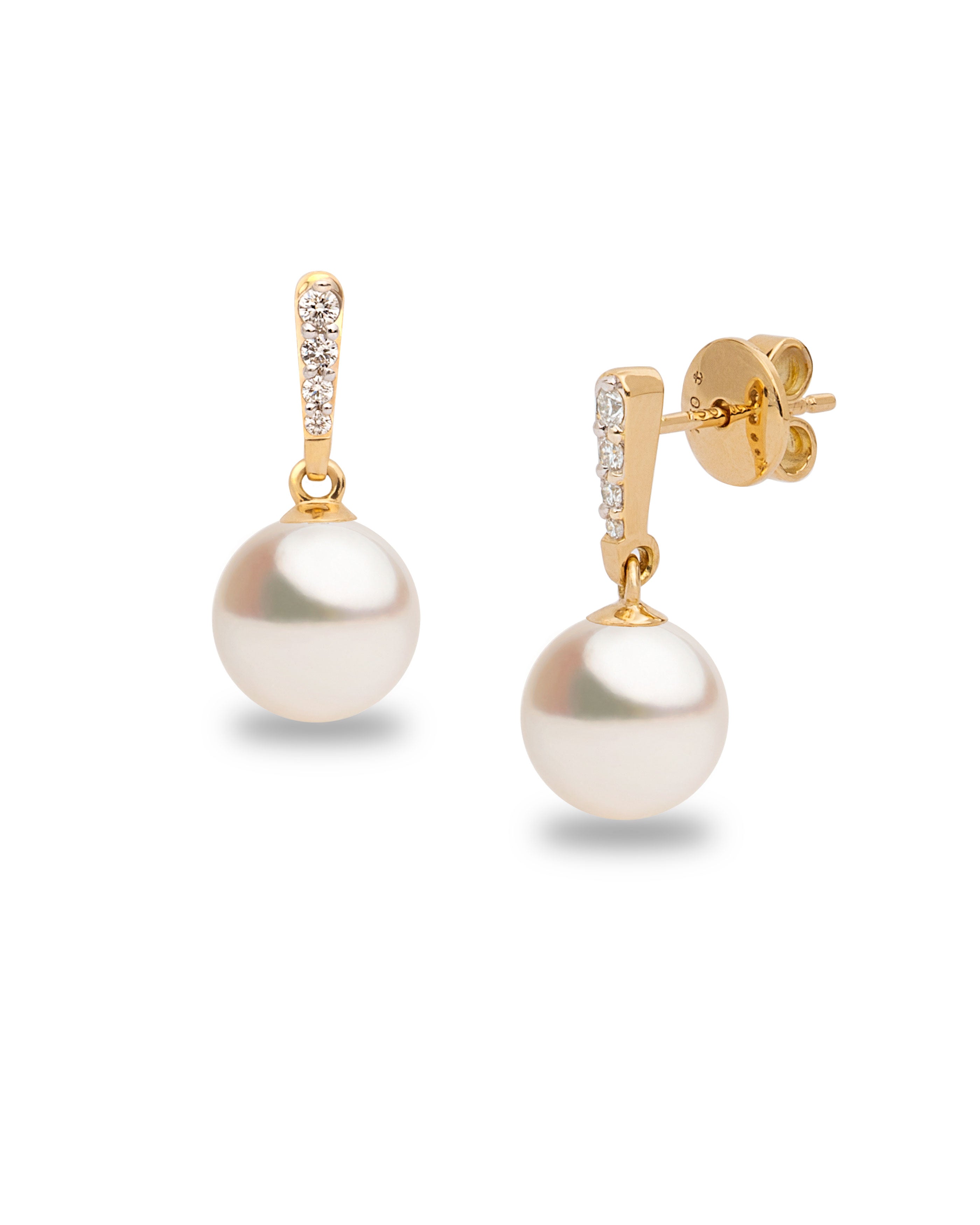 Pendientes Alyssa con Perlas Akoya y Diamantes en Oro | 7,5 - 8 mm