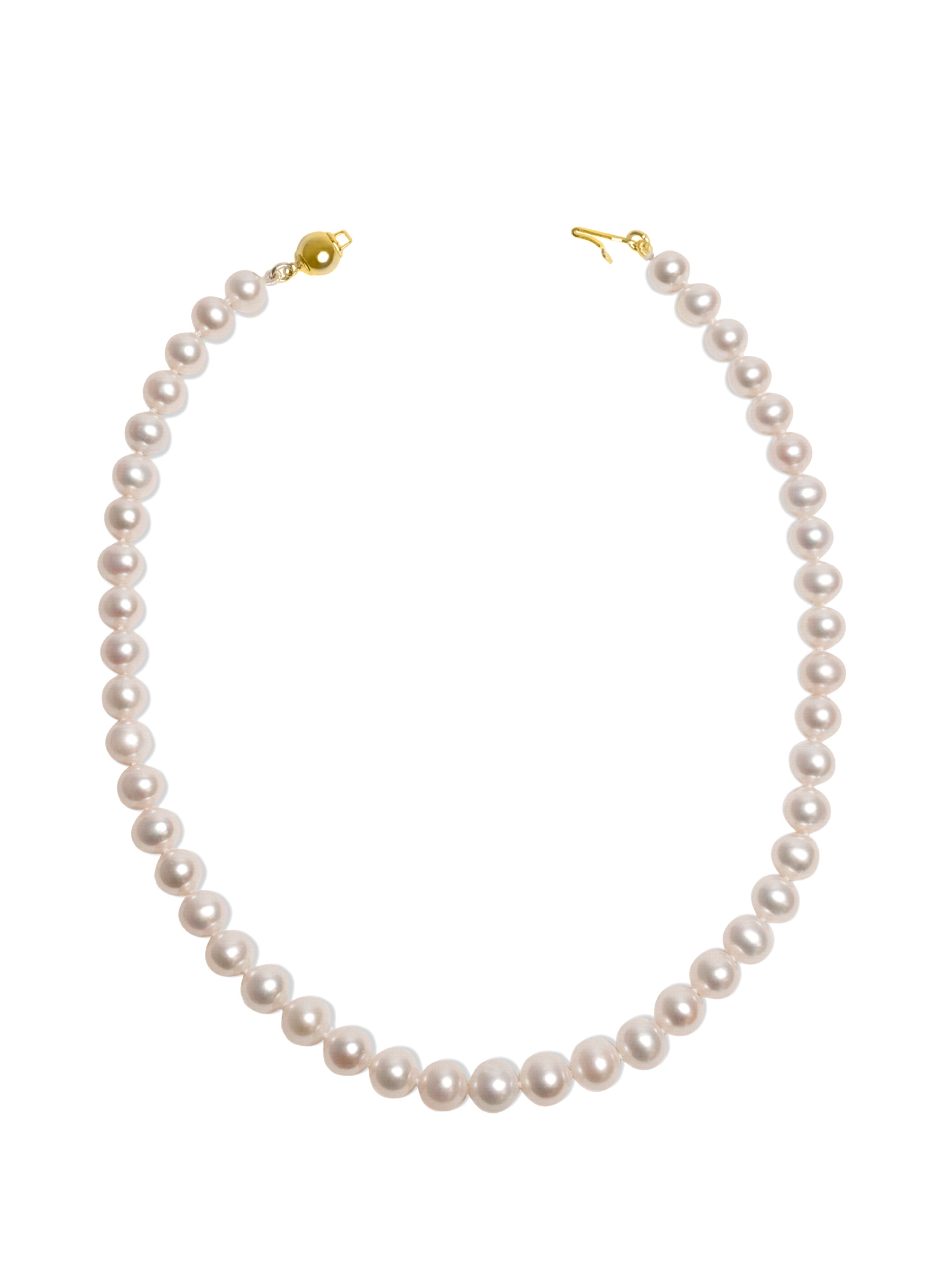 Collar de perlas cultivadas naturales de agua dulce redondas de 8,5 - 9,5 mm