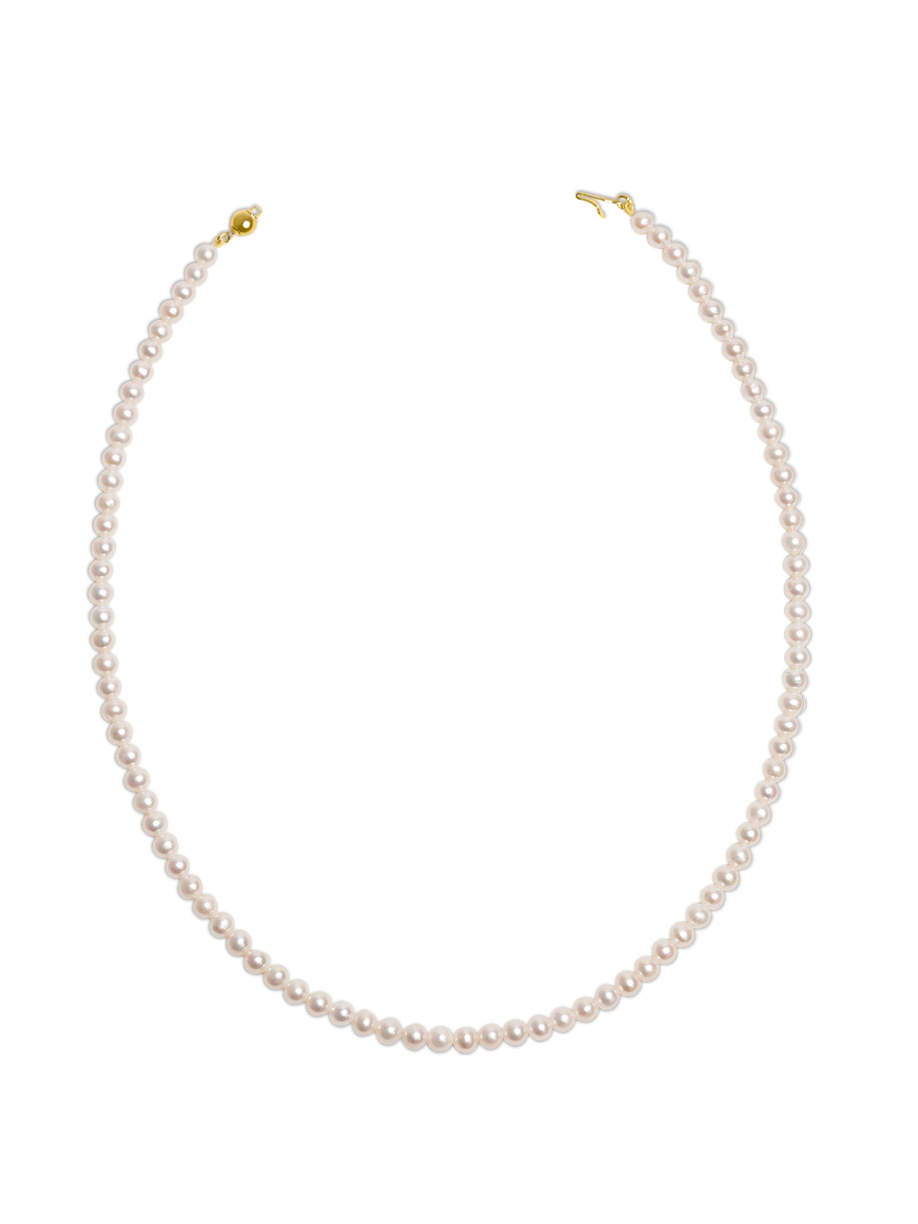 4.5-5.0mm AAA Freshwater Cultured Pearl Necklace, 60cm Long | 18K Gold