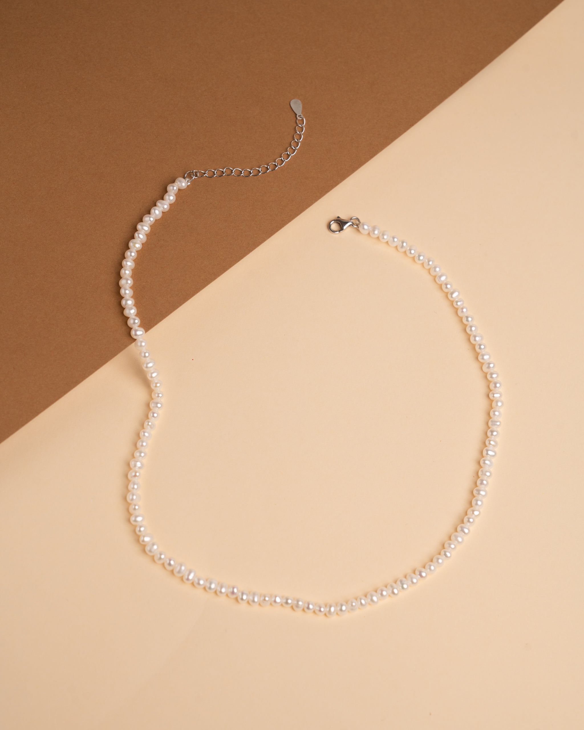 Collar de Perlas de Agua Dulce Tipo Rice de 3-3,5 mm y Plata de Ley Secret & You