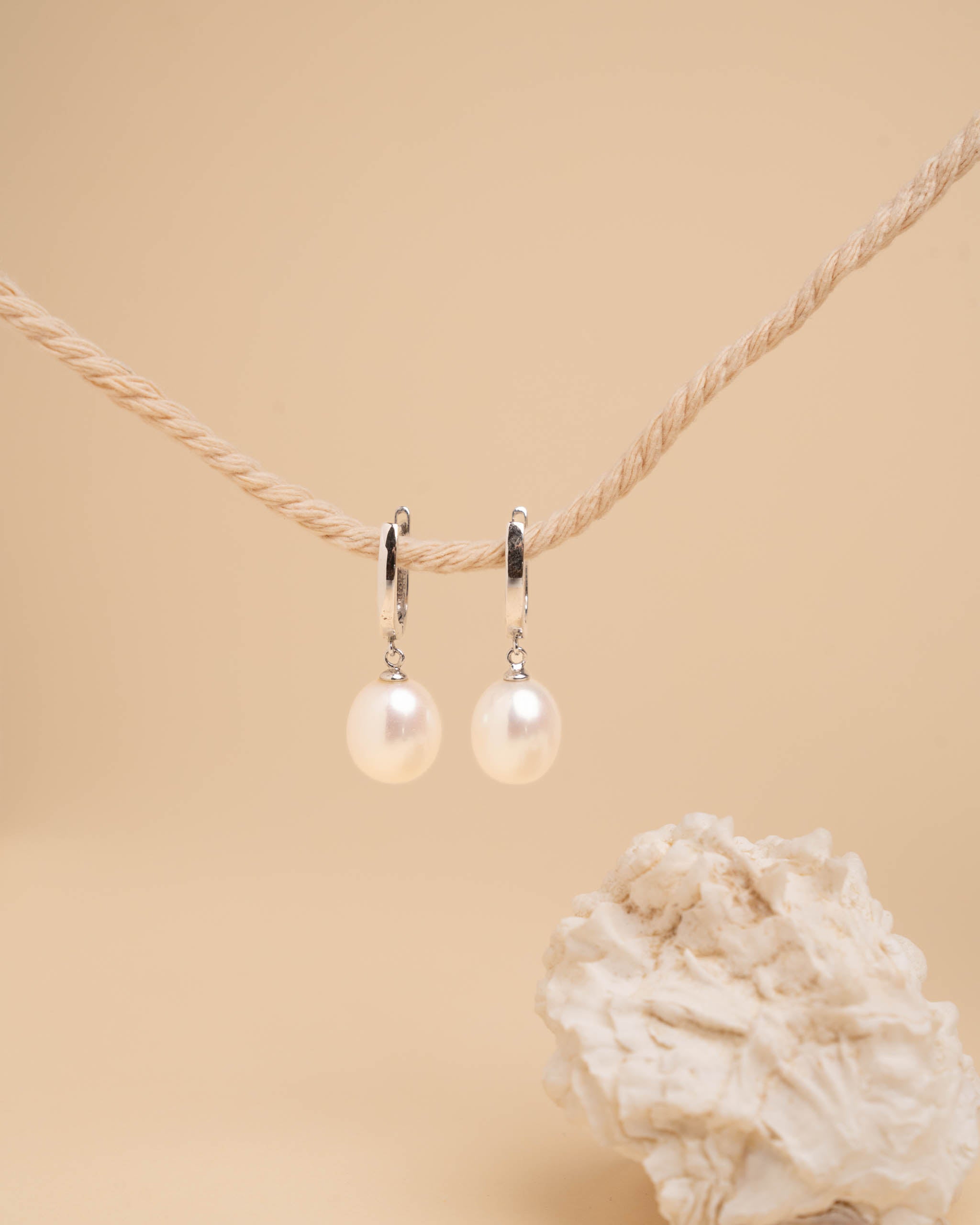 pendientes de perlas gota de agua blancas de mujer Secret & You