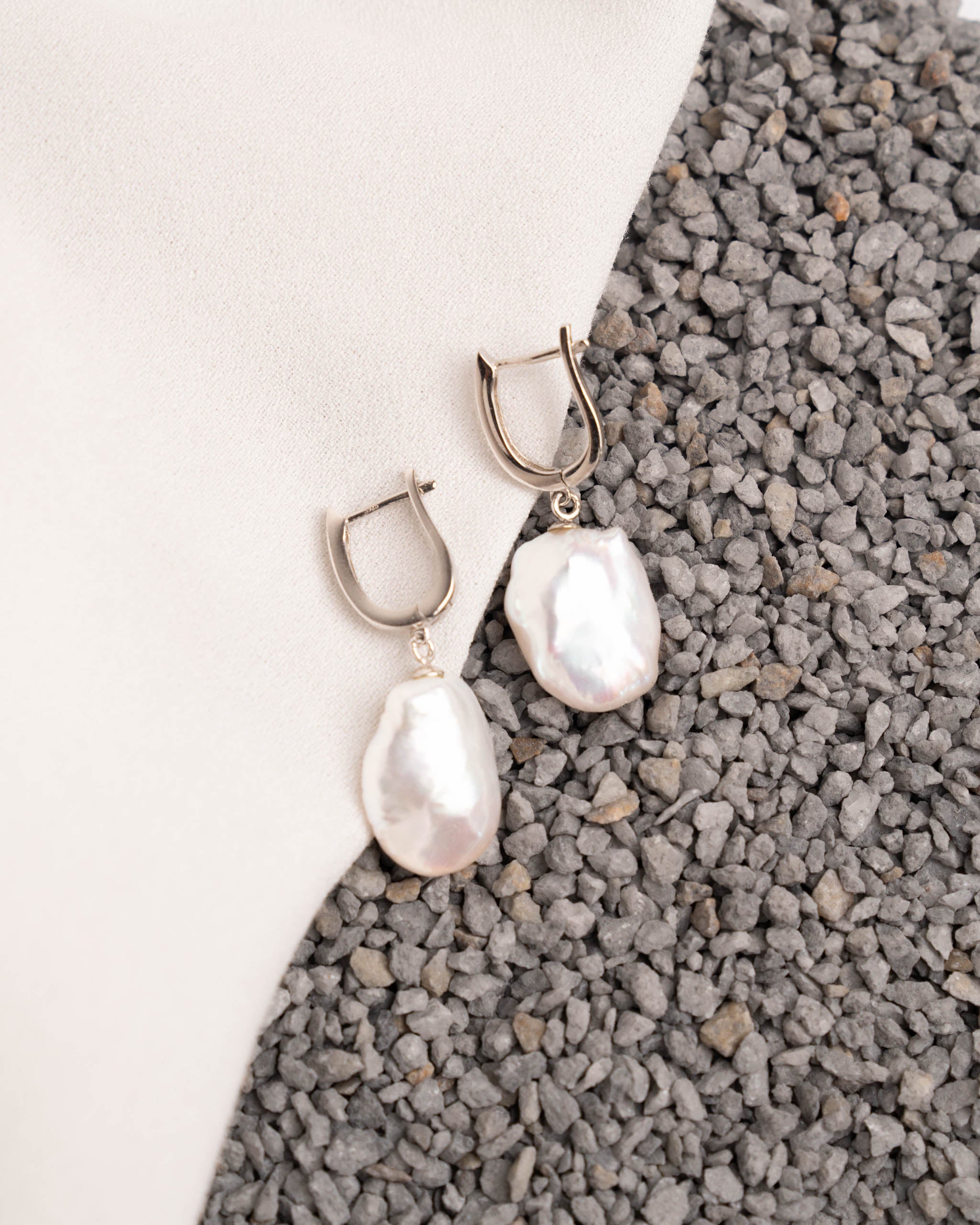 pendientes perlas barrocas keshi grandes cultivadas plata de ley de mujer Secret & You