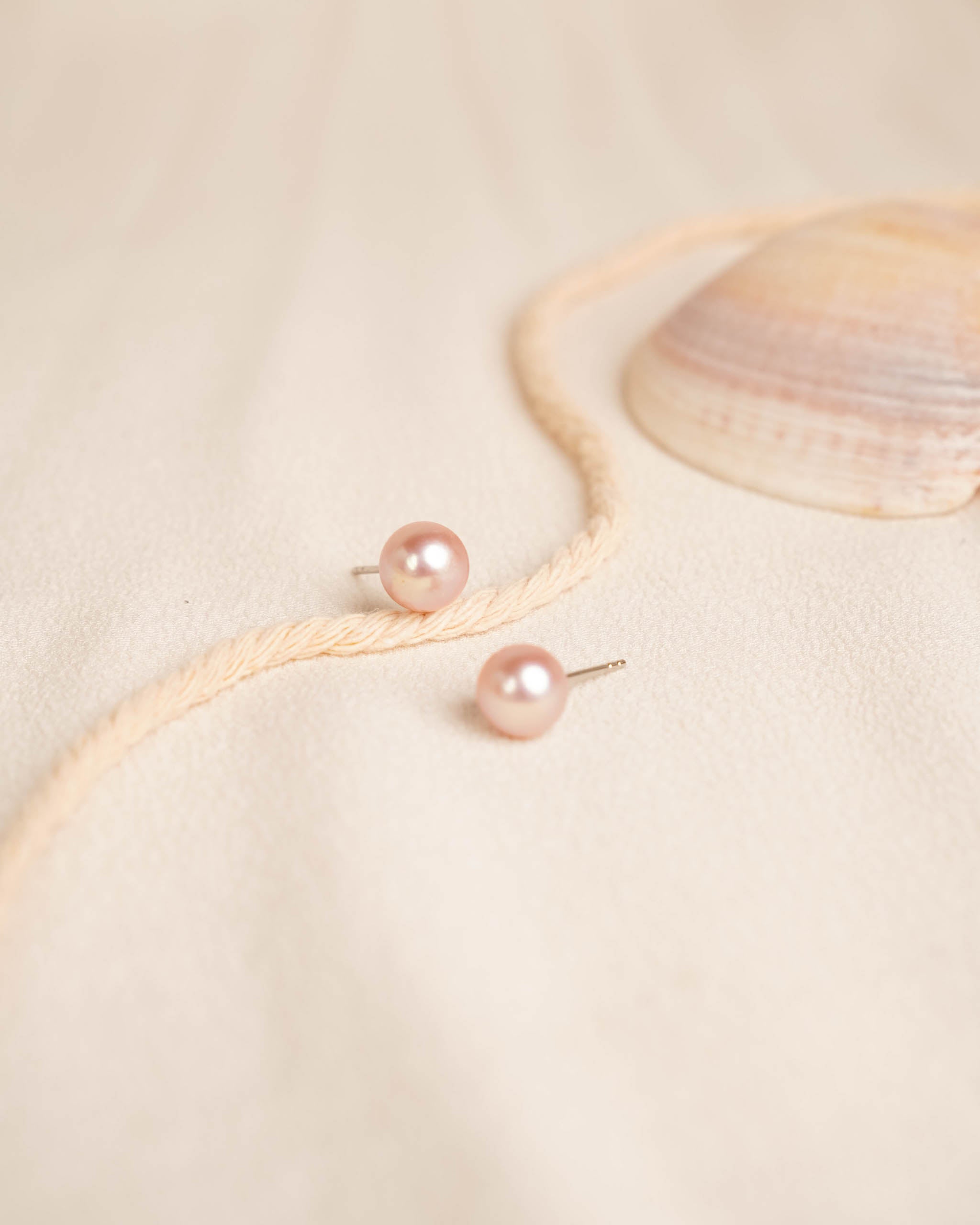 Lavender - Pink and Sterling Silver Round Cultured Freshwater Pearl Earrings | Available in 2 sizes