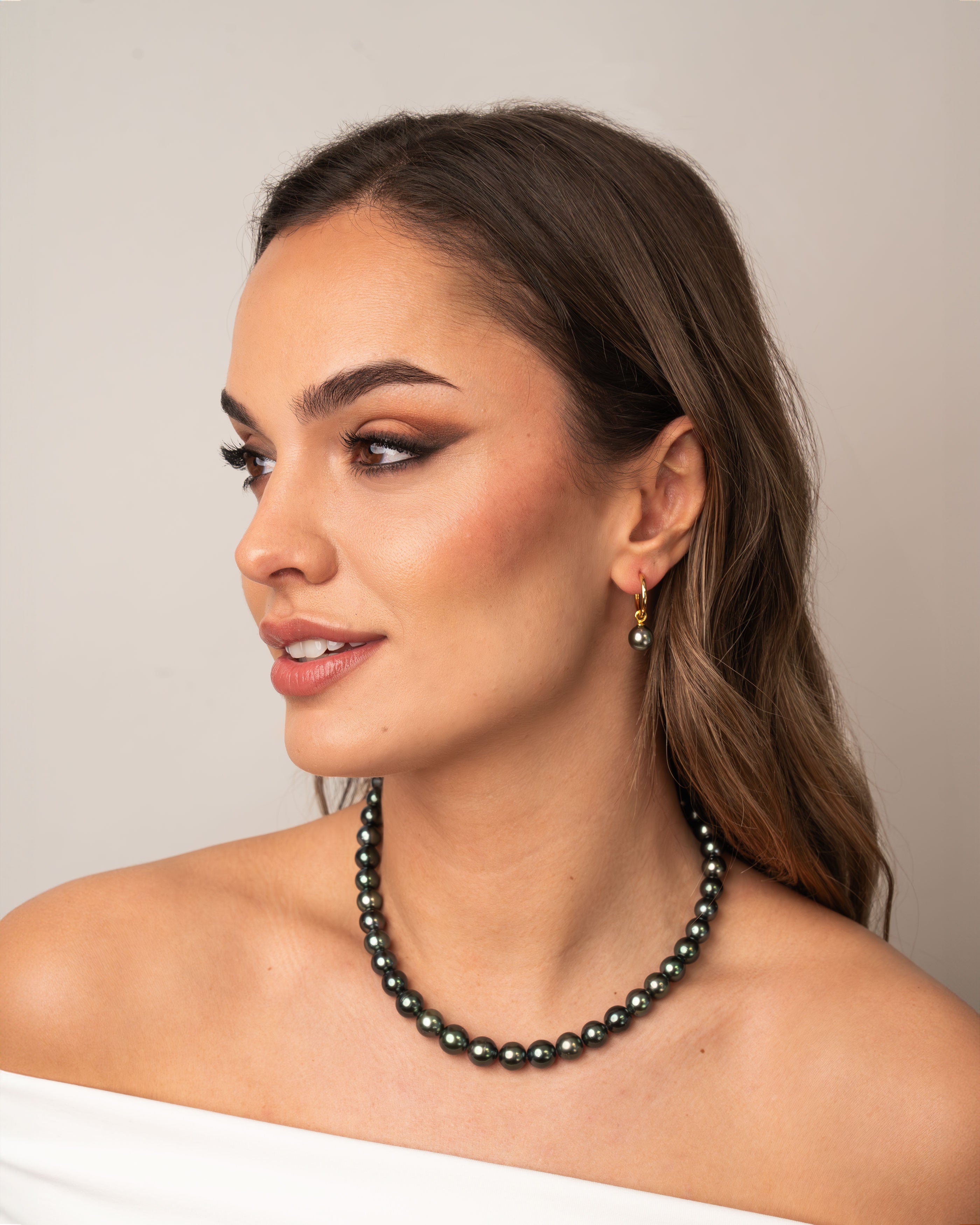 16 mm Gold Vermeil Hoops with Round Tahitian Pearl