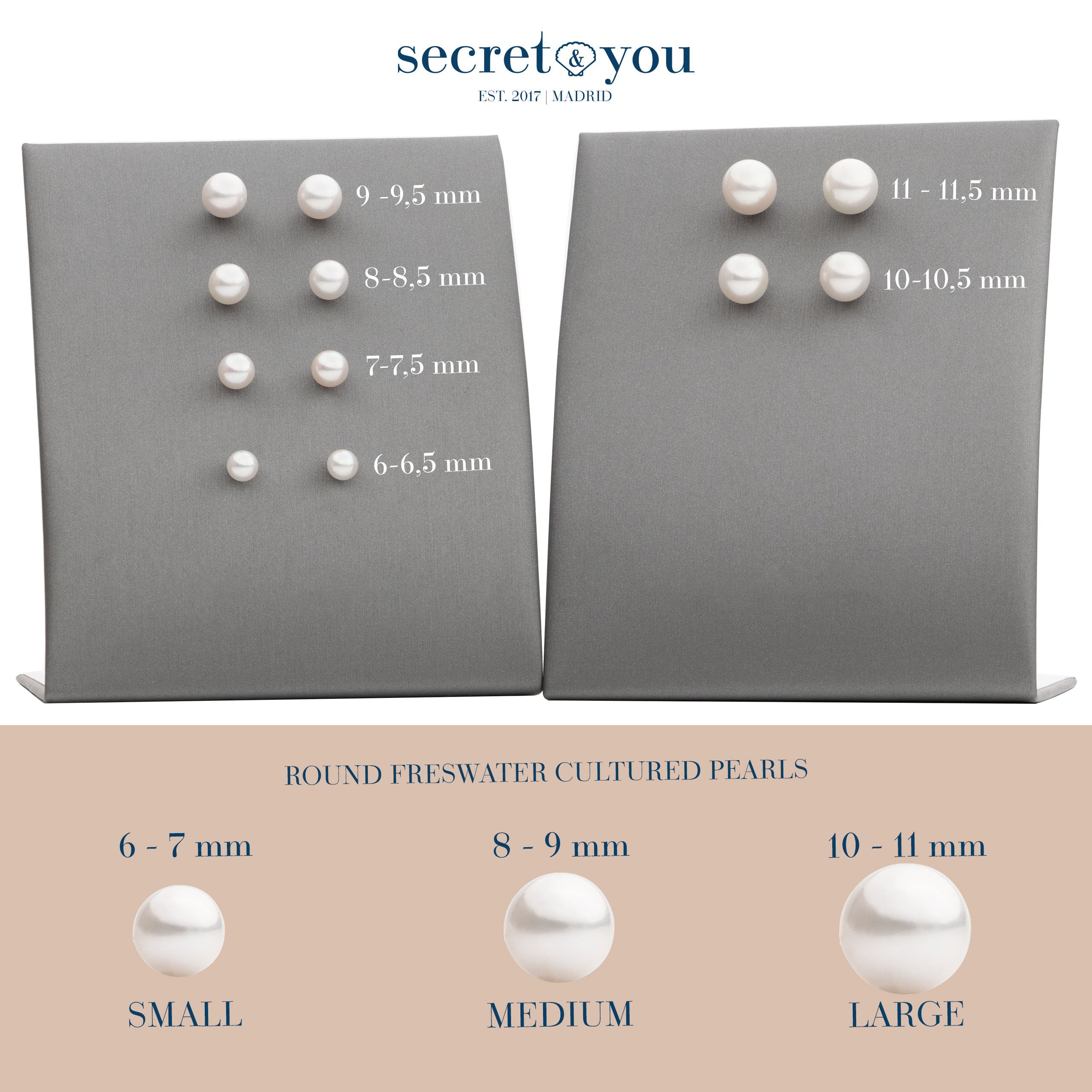 Pendientes de Perlas Redondas Cultivadas Secret & You