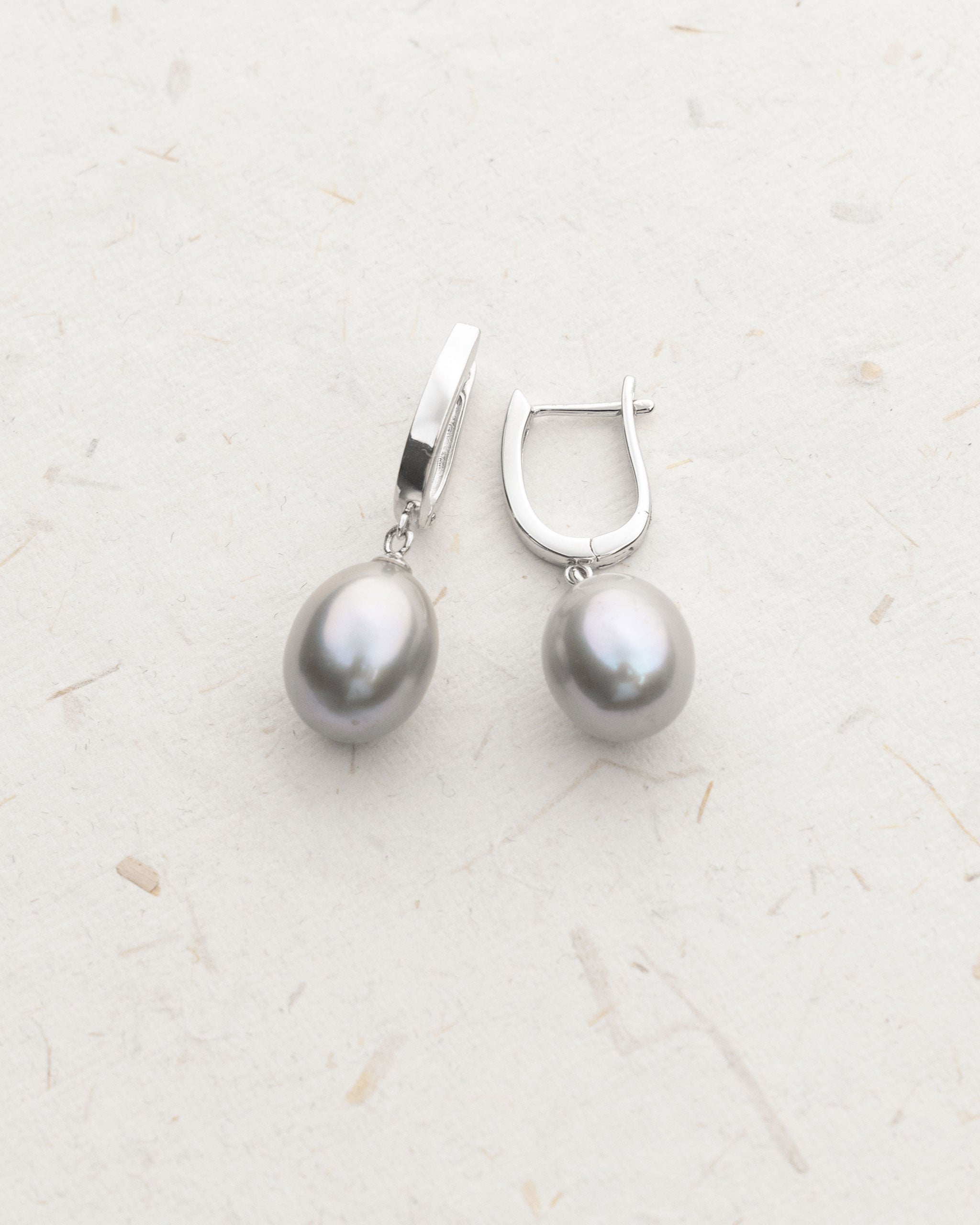 10-11 mm Gray Drop Type Cultured Freshwater Pearl Earrings and Sterling Silver