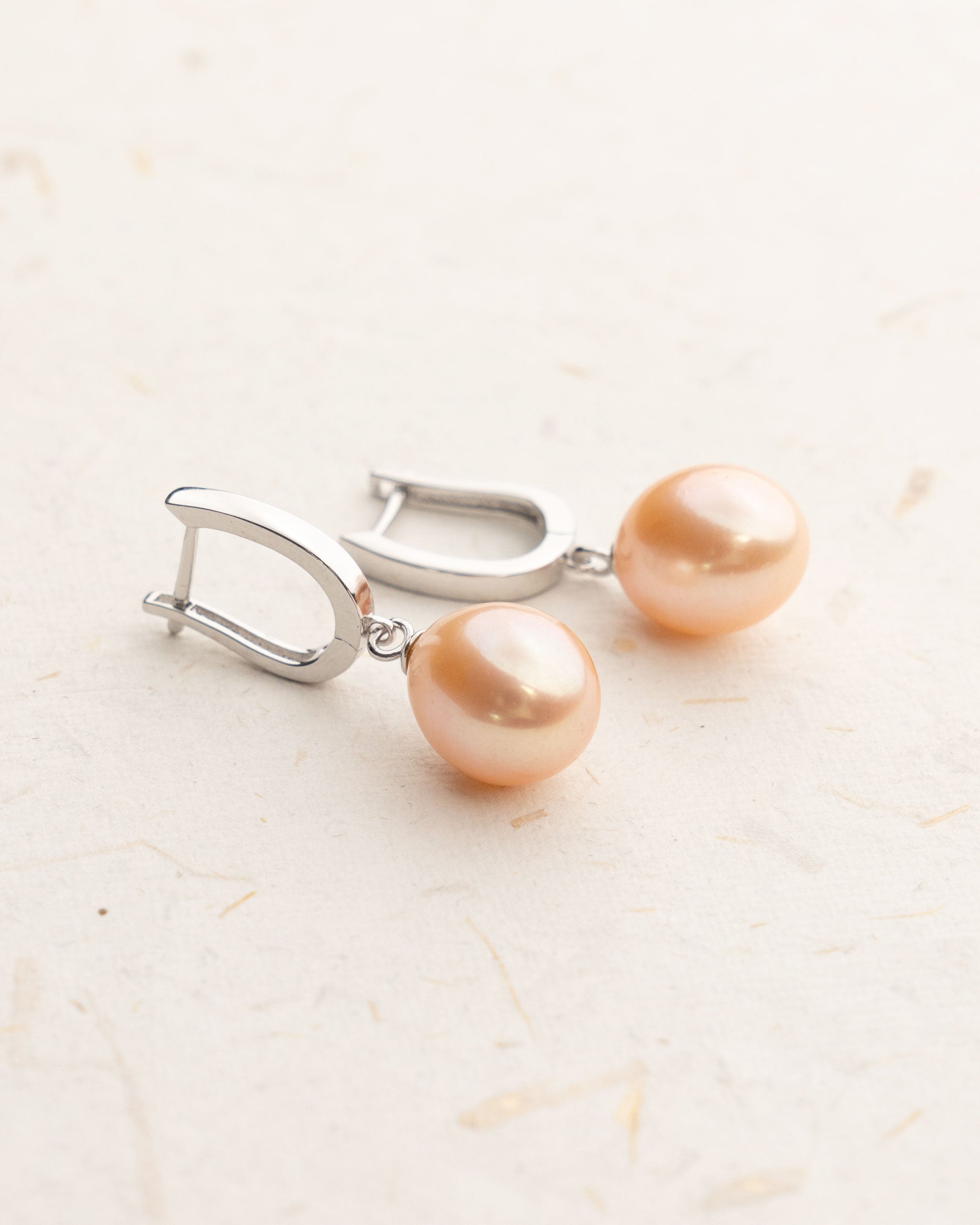 Freshwater Pearl Earrings 10-11mm Peach Drop type with Sterling Silver