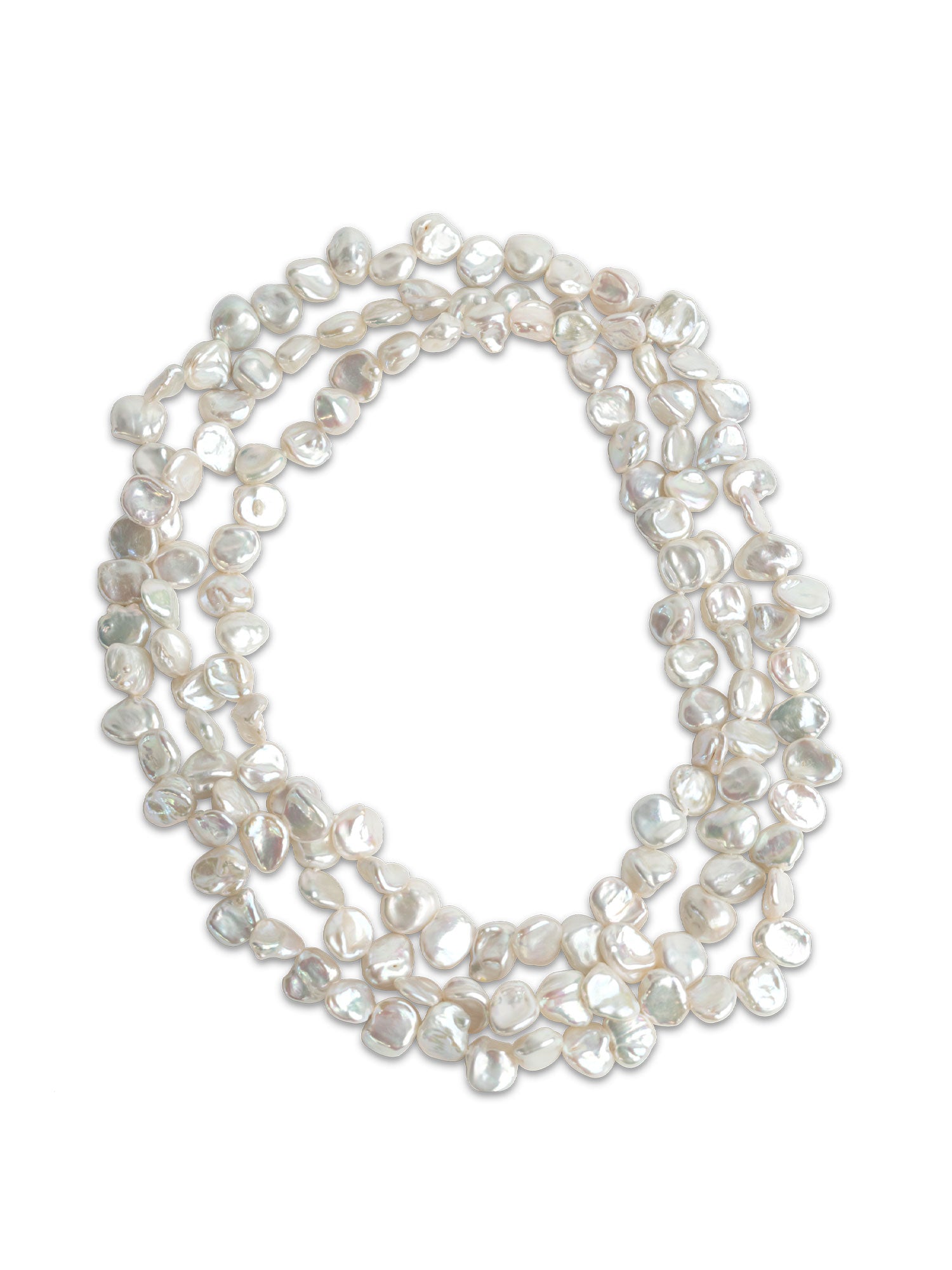 Collar de Perlas Cultivadas de Agua Dulce Barrocas Keshi de 9-11 mm, 120 cm de largo