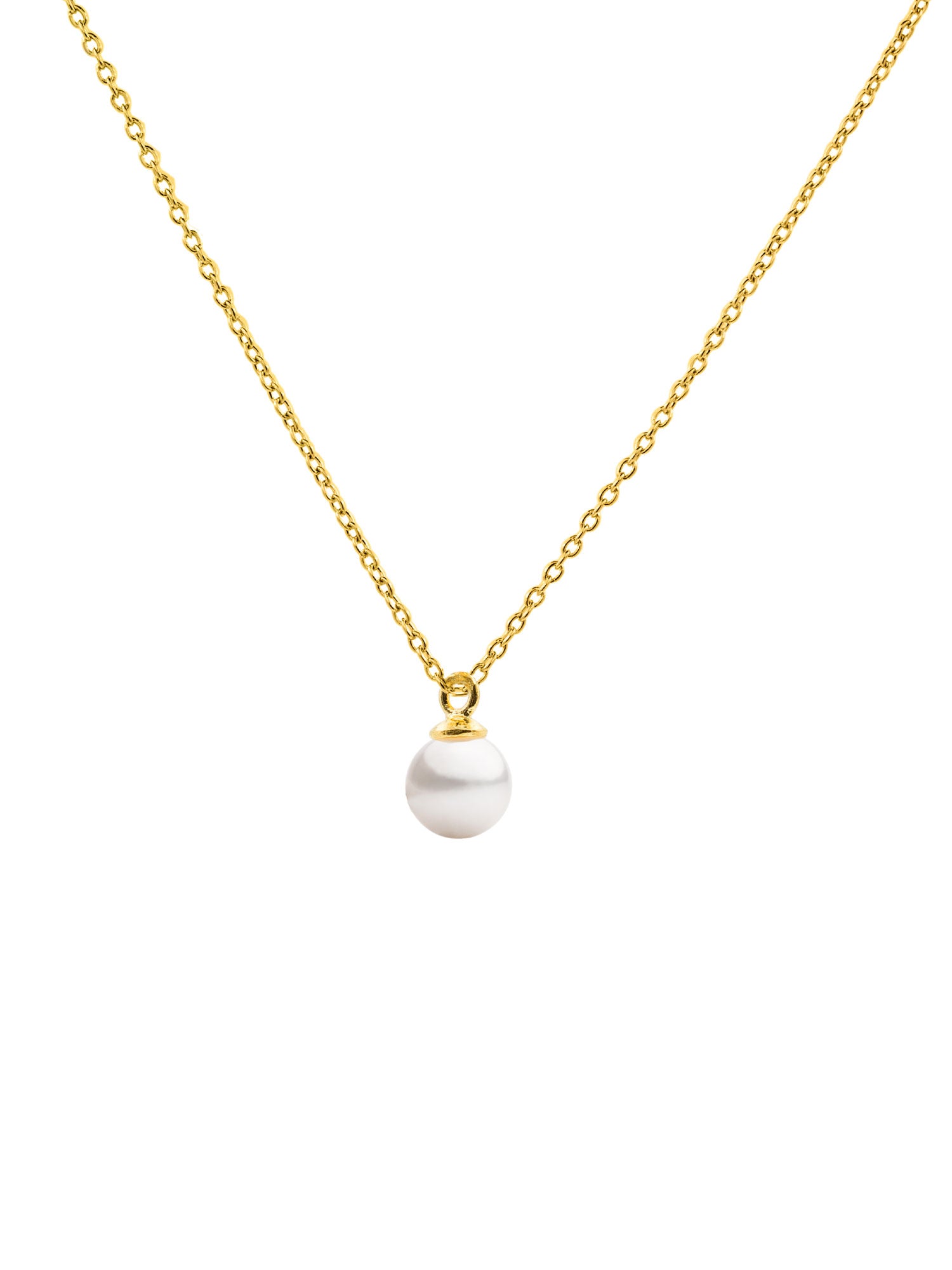 Colgante de perla cultivada de agua dulce con cadena de plata de ley bañada en oro de 18 K