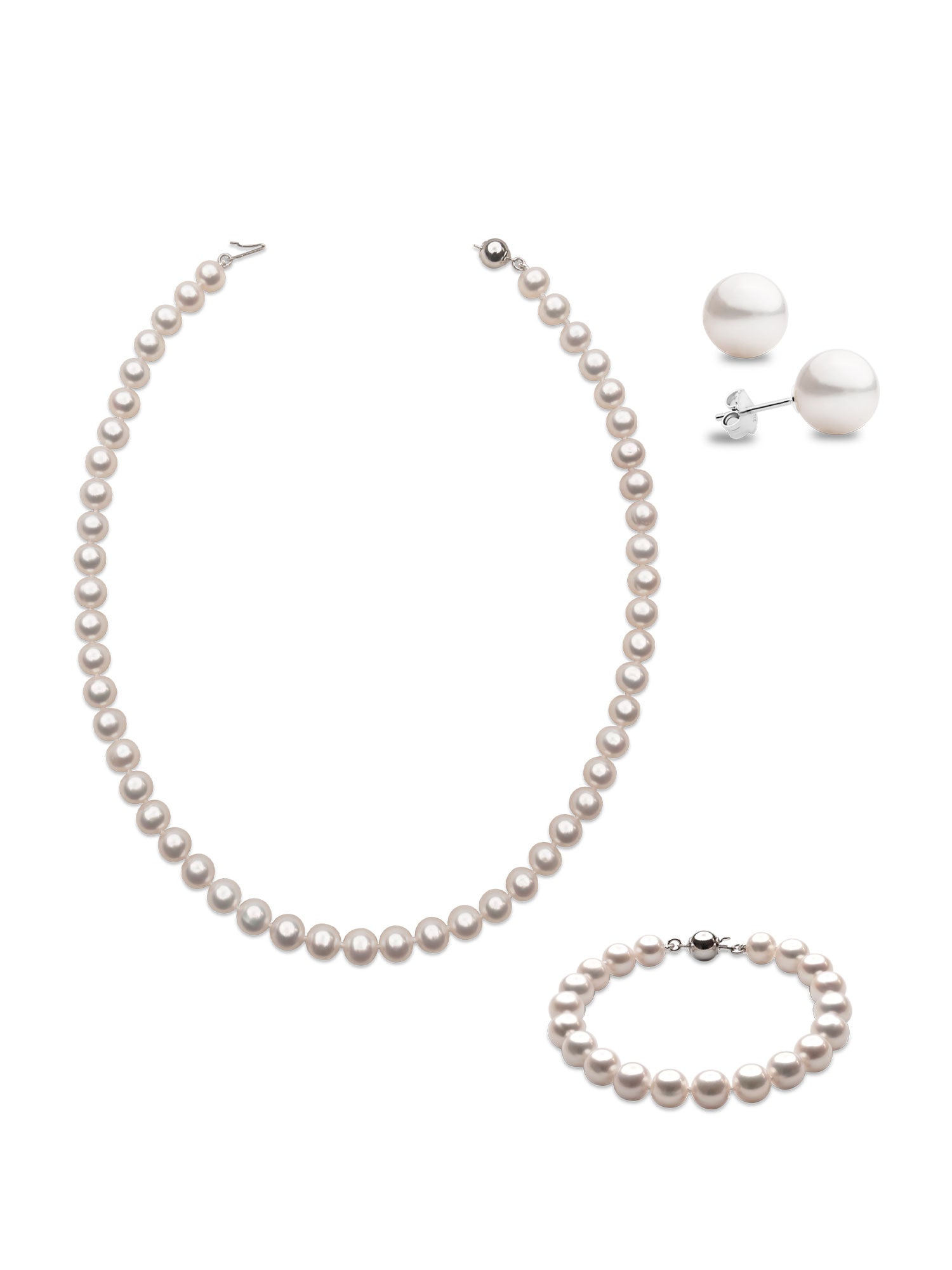Set collar pulsera pendientes Perlas Cultivadas Agua Dulce Redondas Secret & You