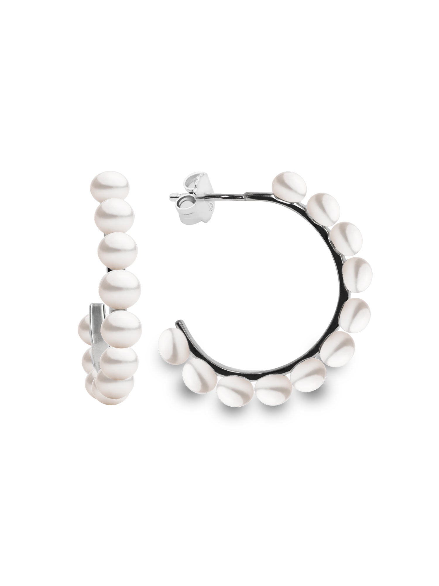 Silver Freshwater White buy Pearl Hoop Earrings