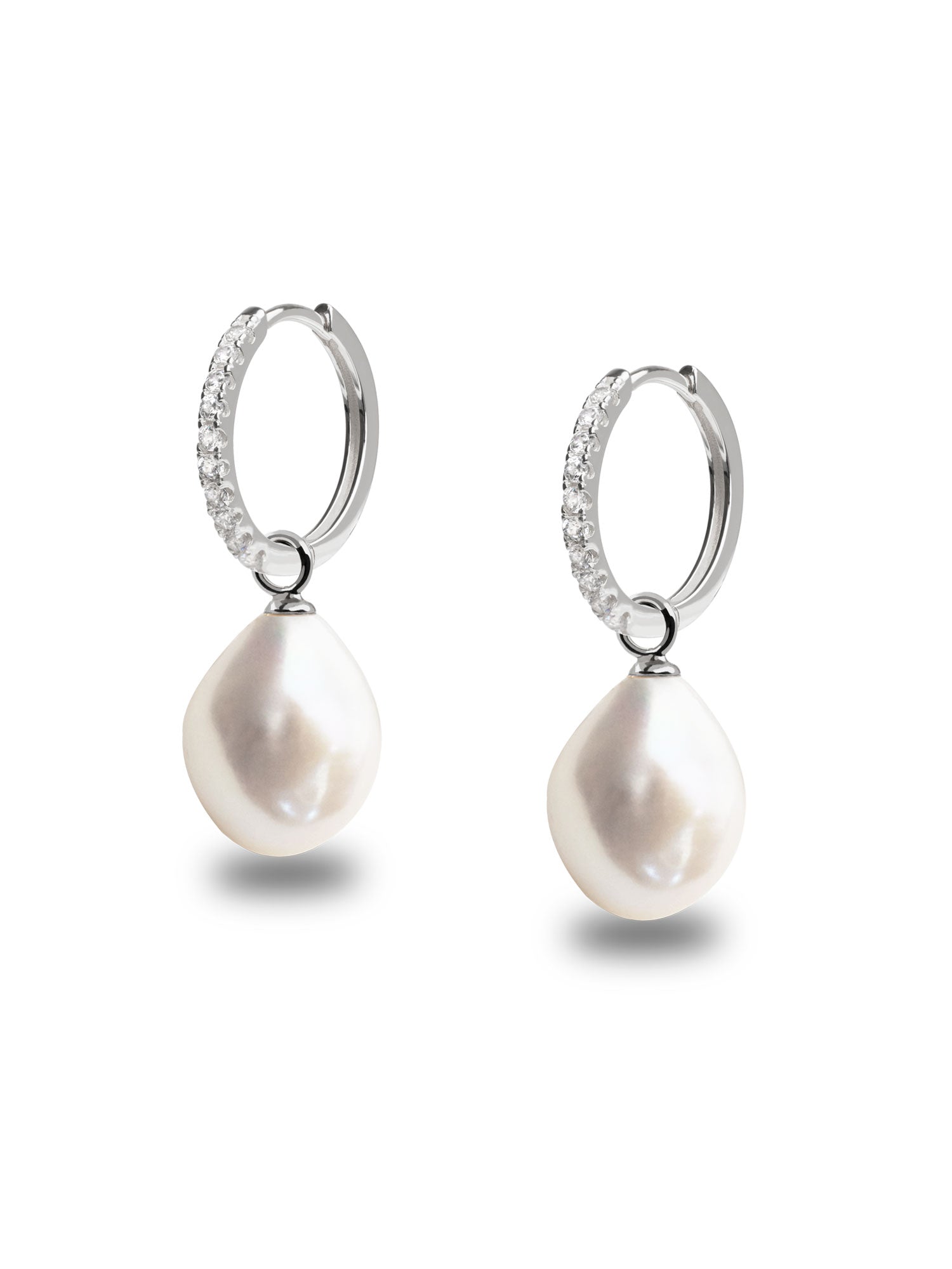 Aros de plata con circonitas y perla barroca 16mm