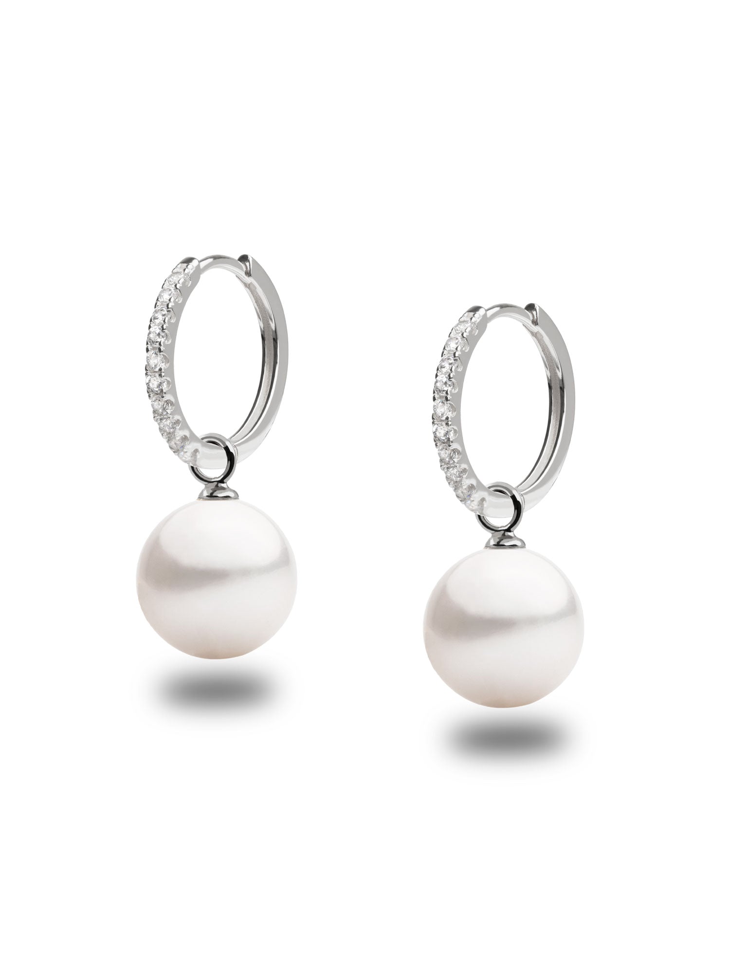 Aros de plata con circonitas y perla redonda 16mm