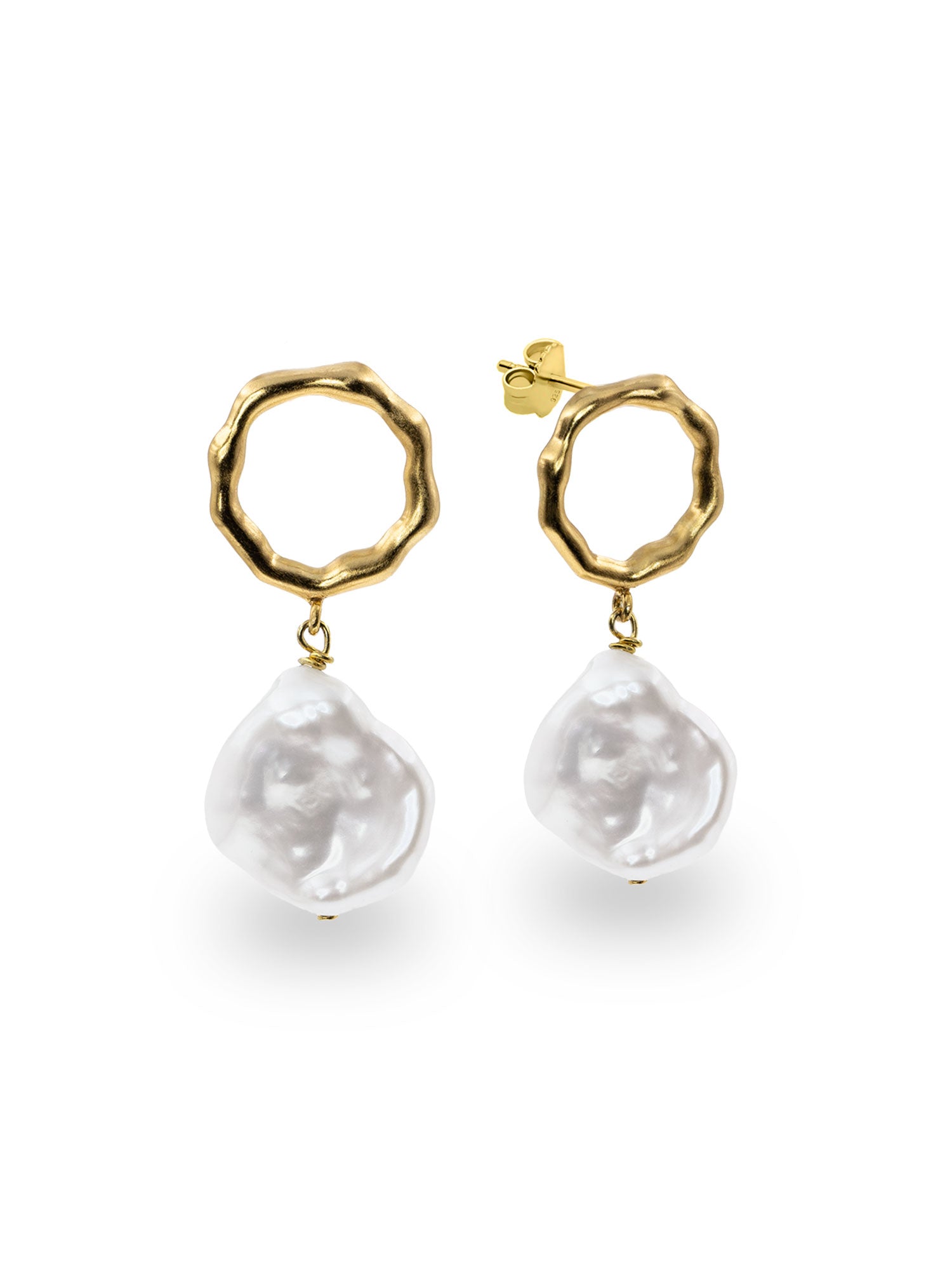 pendientes perlas cultivadas barroccas keshi grandes plata de ley bañada en oro de mujer Secret & You
