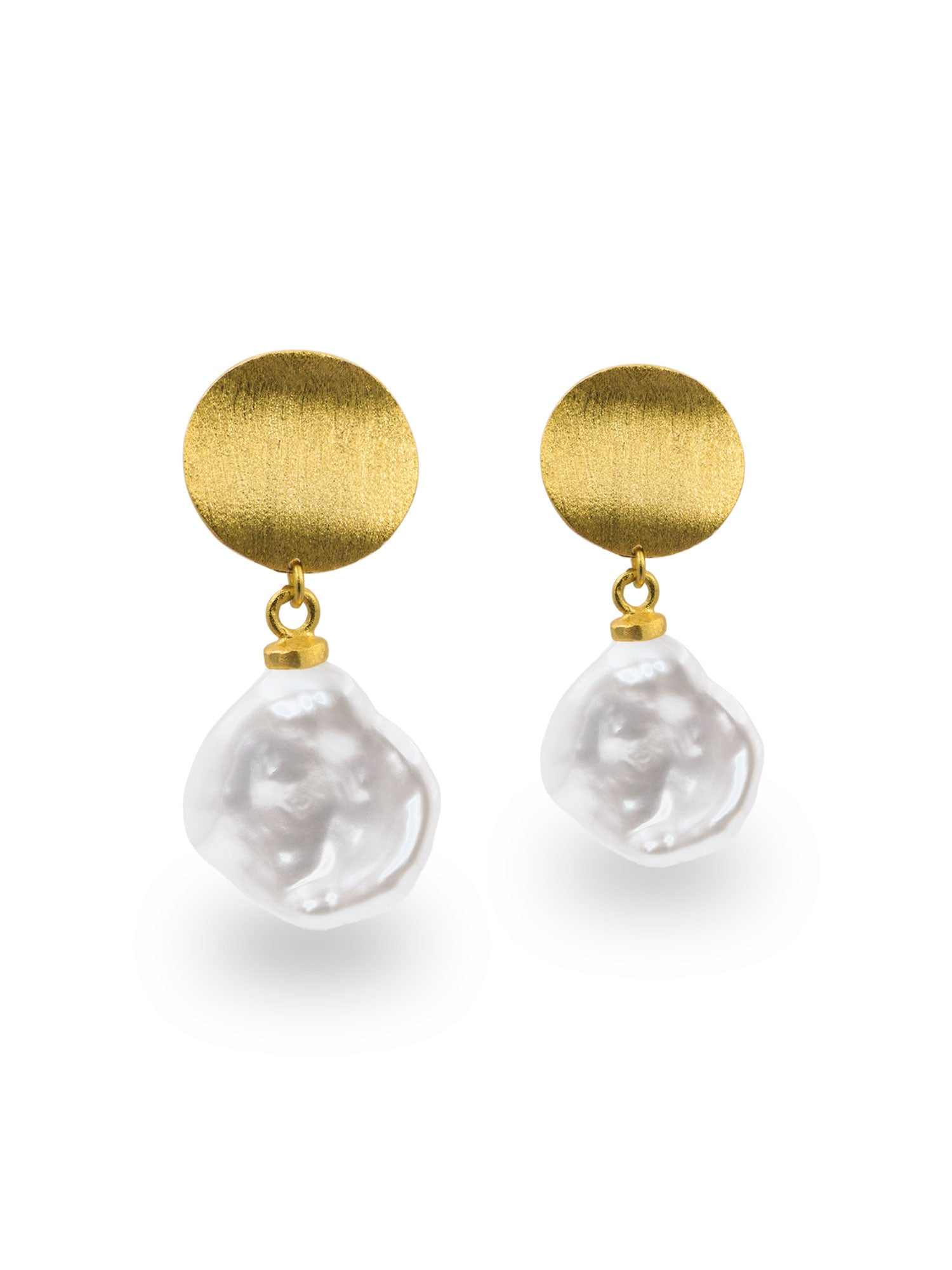 pendientes perlas cultivadas barrocas keshi grandes plata de ley bañada en oro 18k de mujer Secret & You