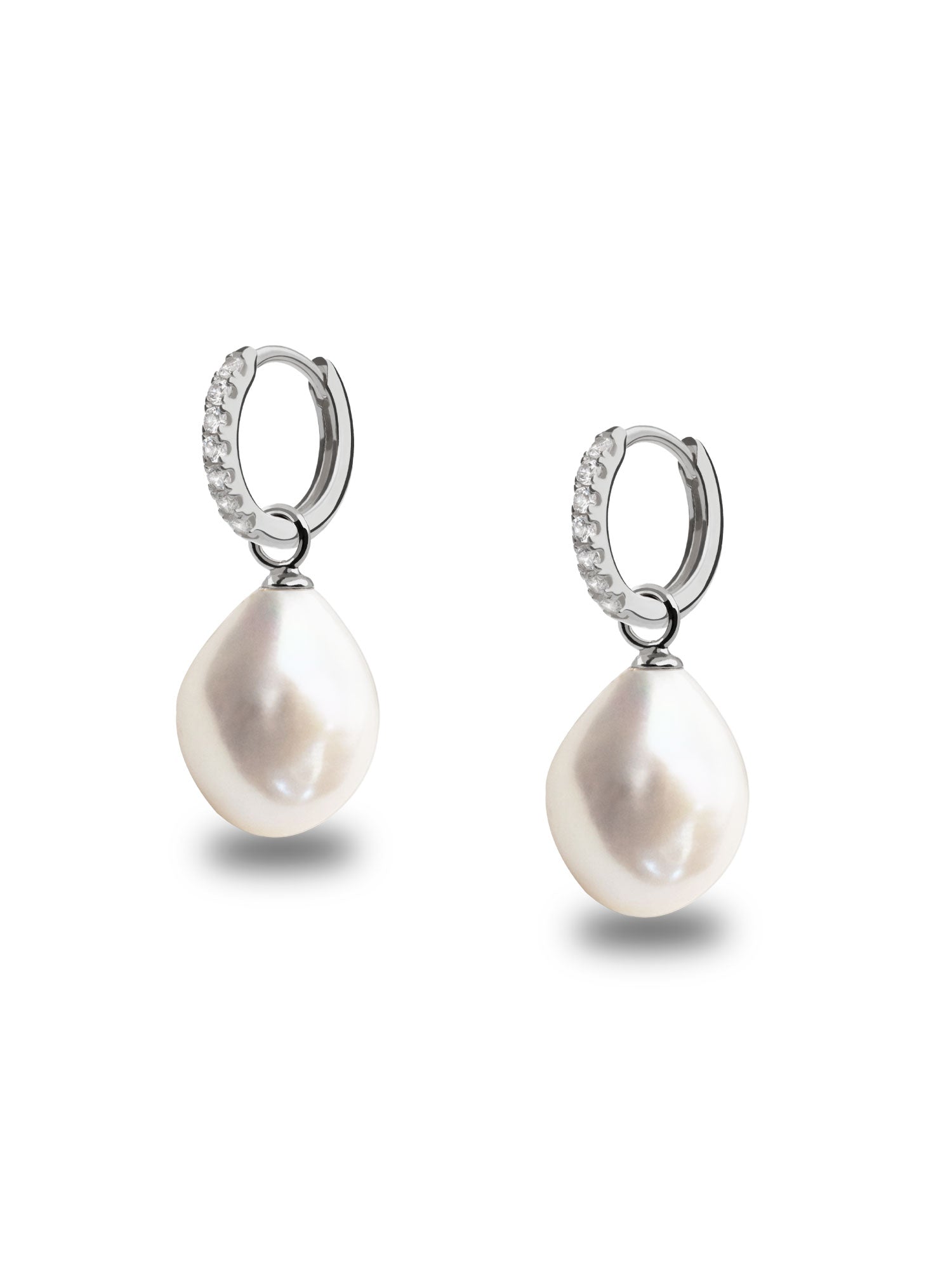 Aros de plata con circonitas y perla barroca 12mm
