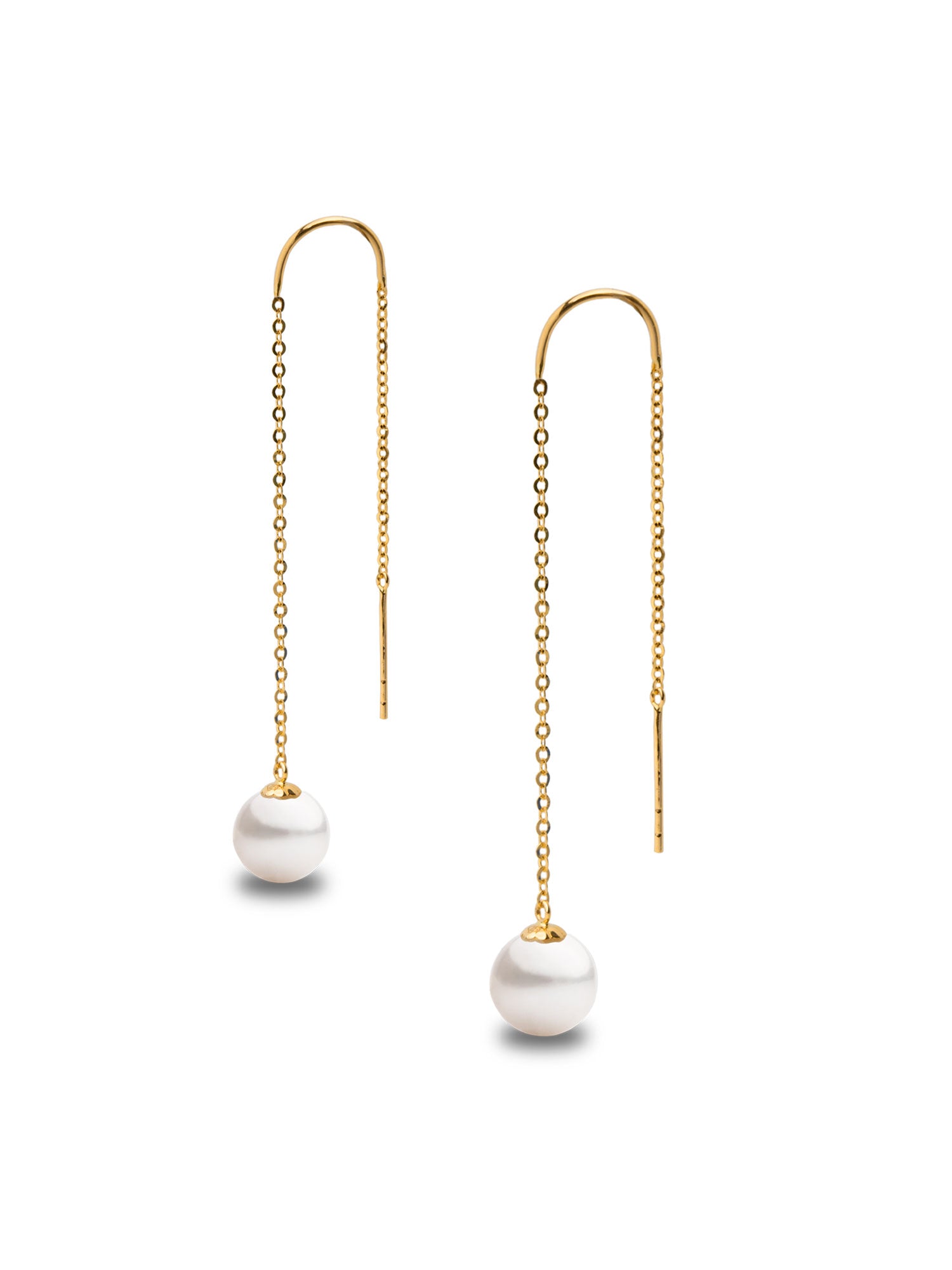 Pendientes de una perlas redonda colgante en Oro 18k