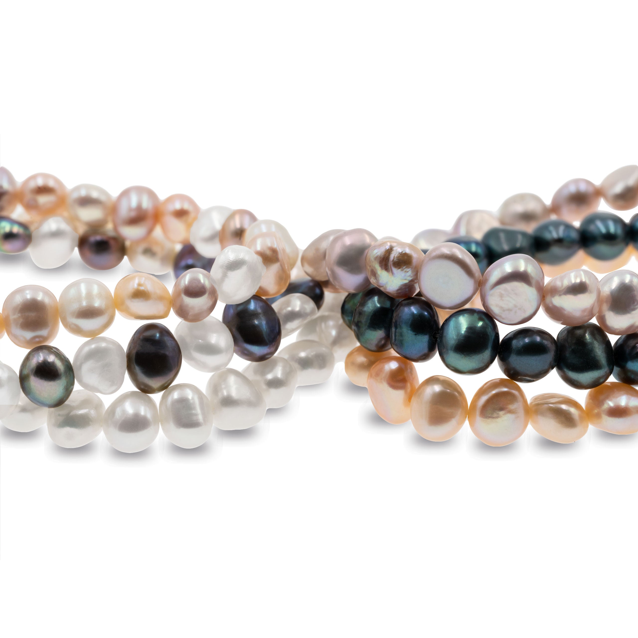 Set de Pulseras Elásticas de Perlas Barrocas de Agua Dulce Multicolor