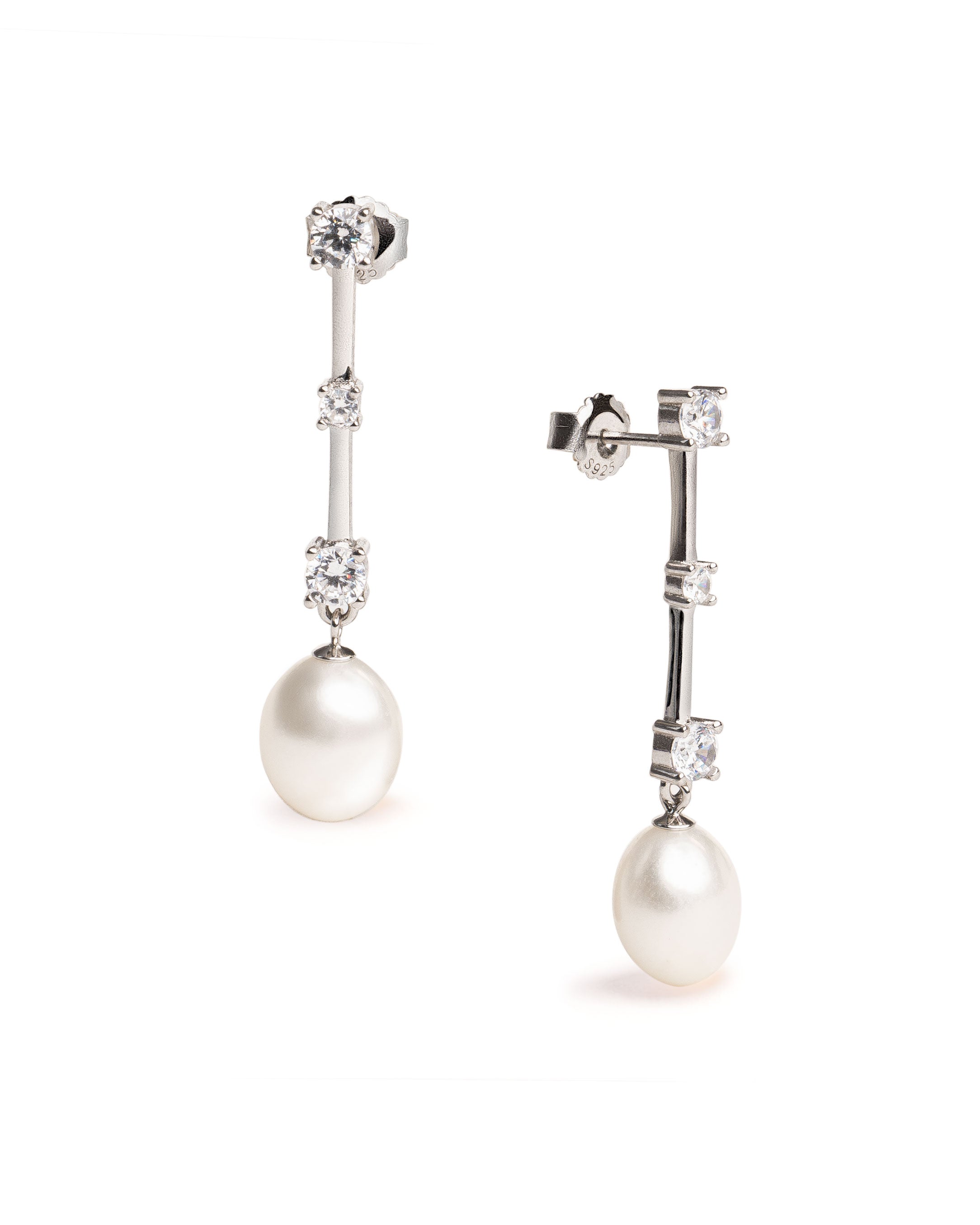 Pendientes Lily perla gota de agua 9-10 mm con circonitas | Colección Bloom