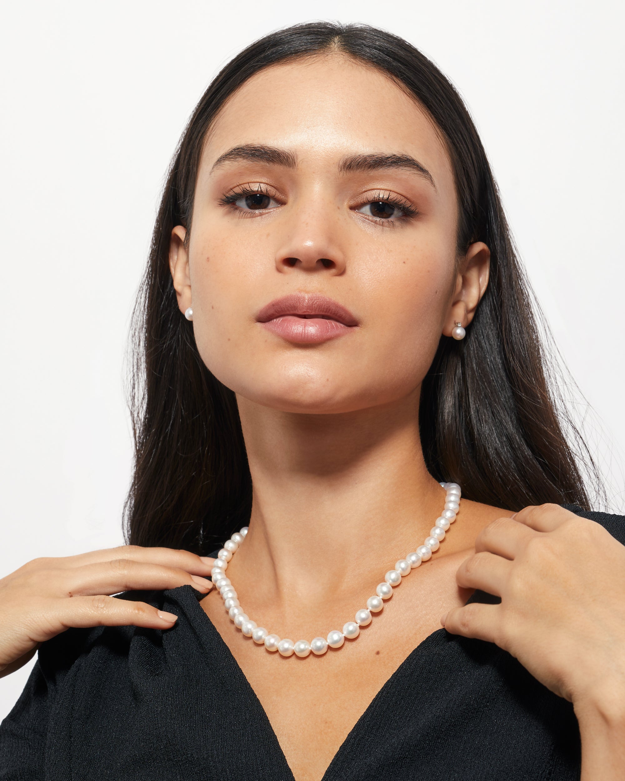Collar de Perlas Cultivadas de Agua Dulce AA+ de 7,5-8,5 mm, 45 cm de largo | Oro 18K