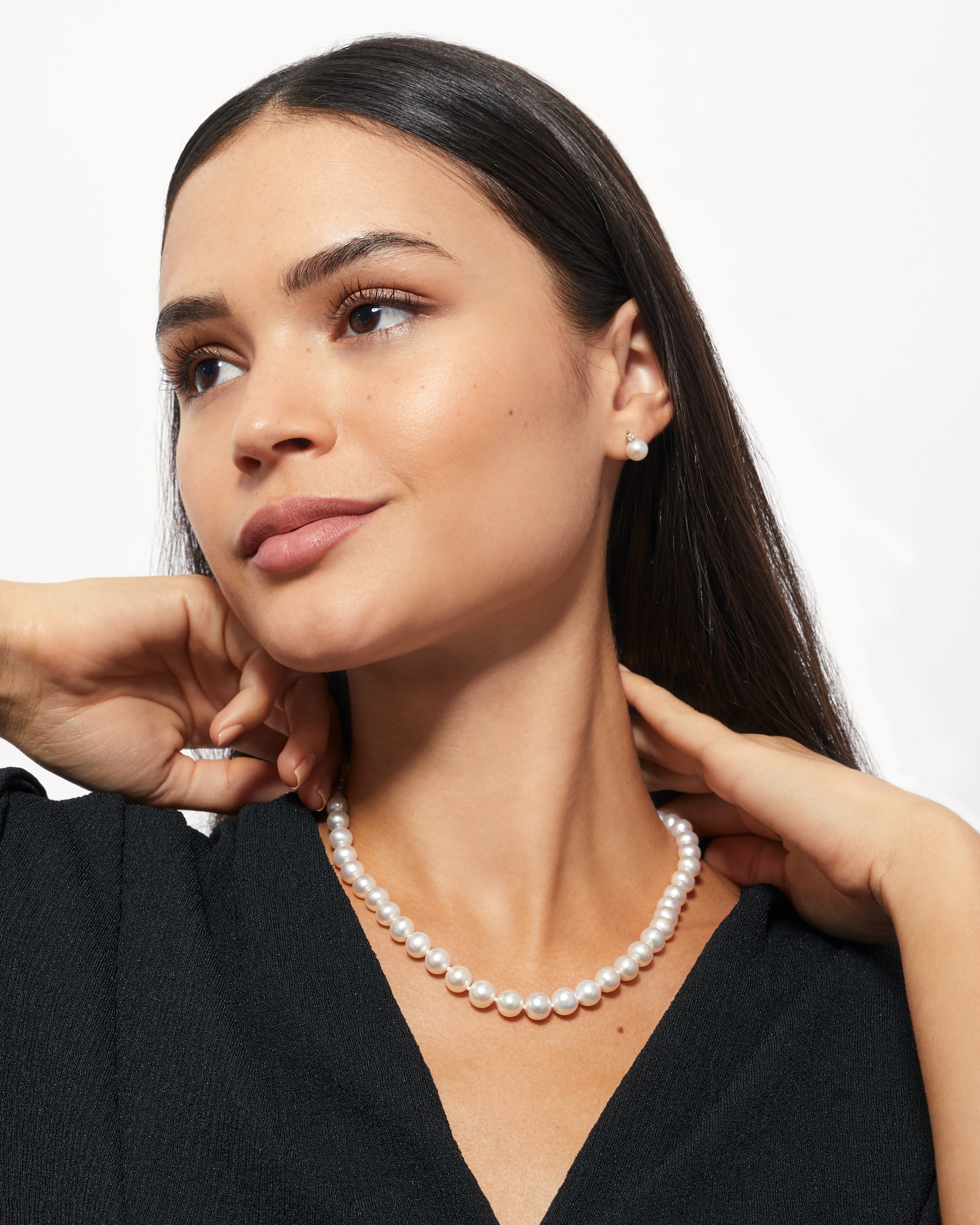 Collar de Perlas Cultivadas de Agua Dulce AAA de 7,5-8,5 mm, 45 cm de largo | Oro 18K