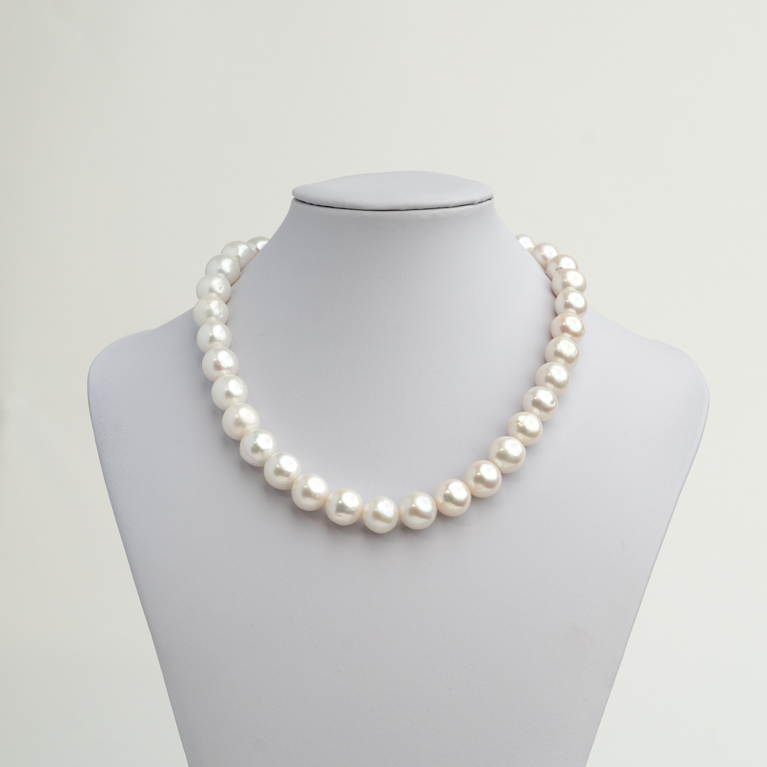Collar de Perlas Cultivadas de Agua Dulce Edison Semi - Redondas Grandes 12-14 AA+ | 43 cm