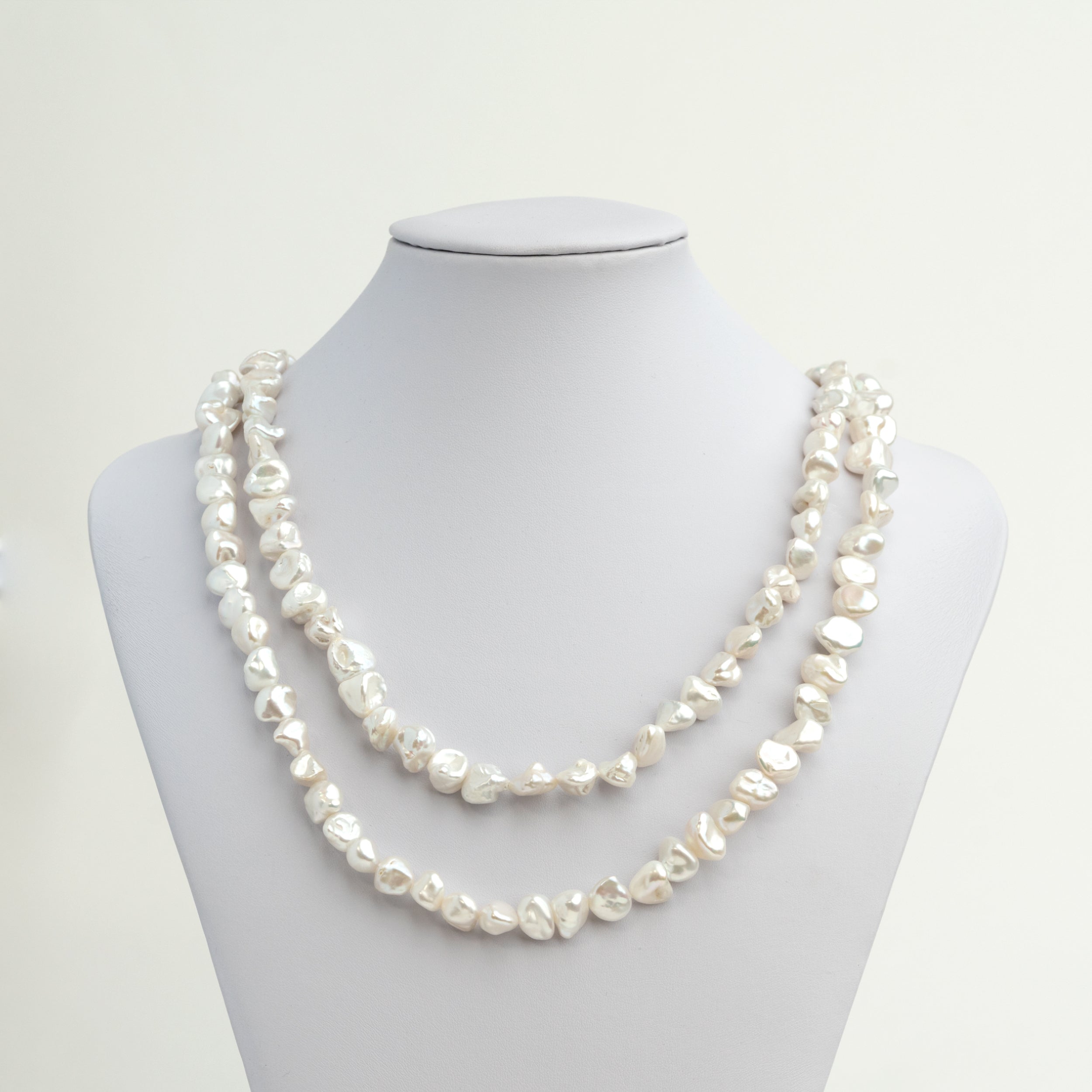 Collar de Perlas Cultivadas de Agua Dulce Barrocas Keshi de 10-11 mm, 120 cm de largo