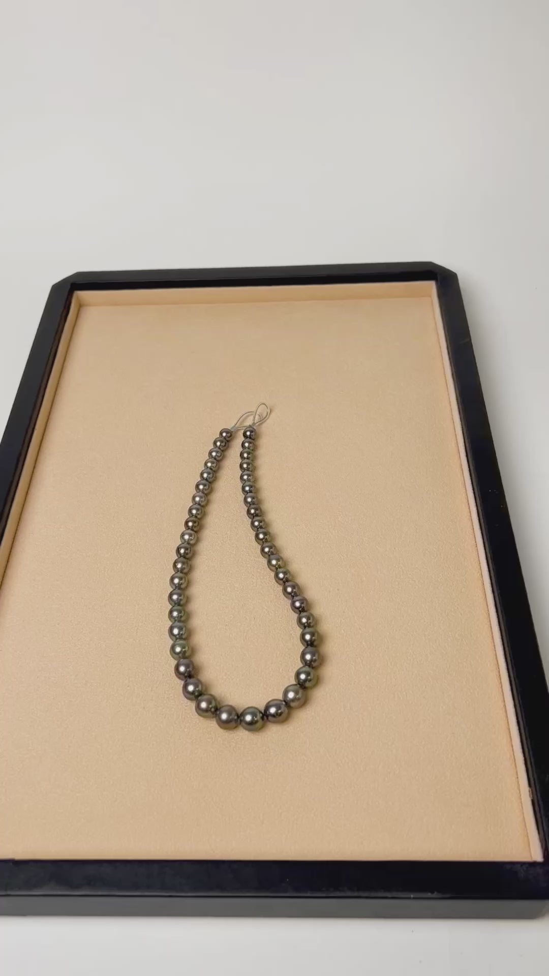 Collar de perlas cultivadas naturales Tahití redondas de 8 a 11 mm de color chocolate gris y bronce